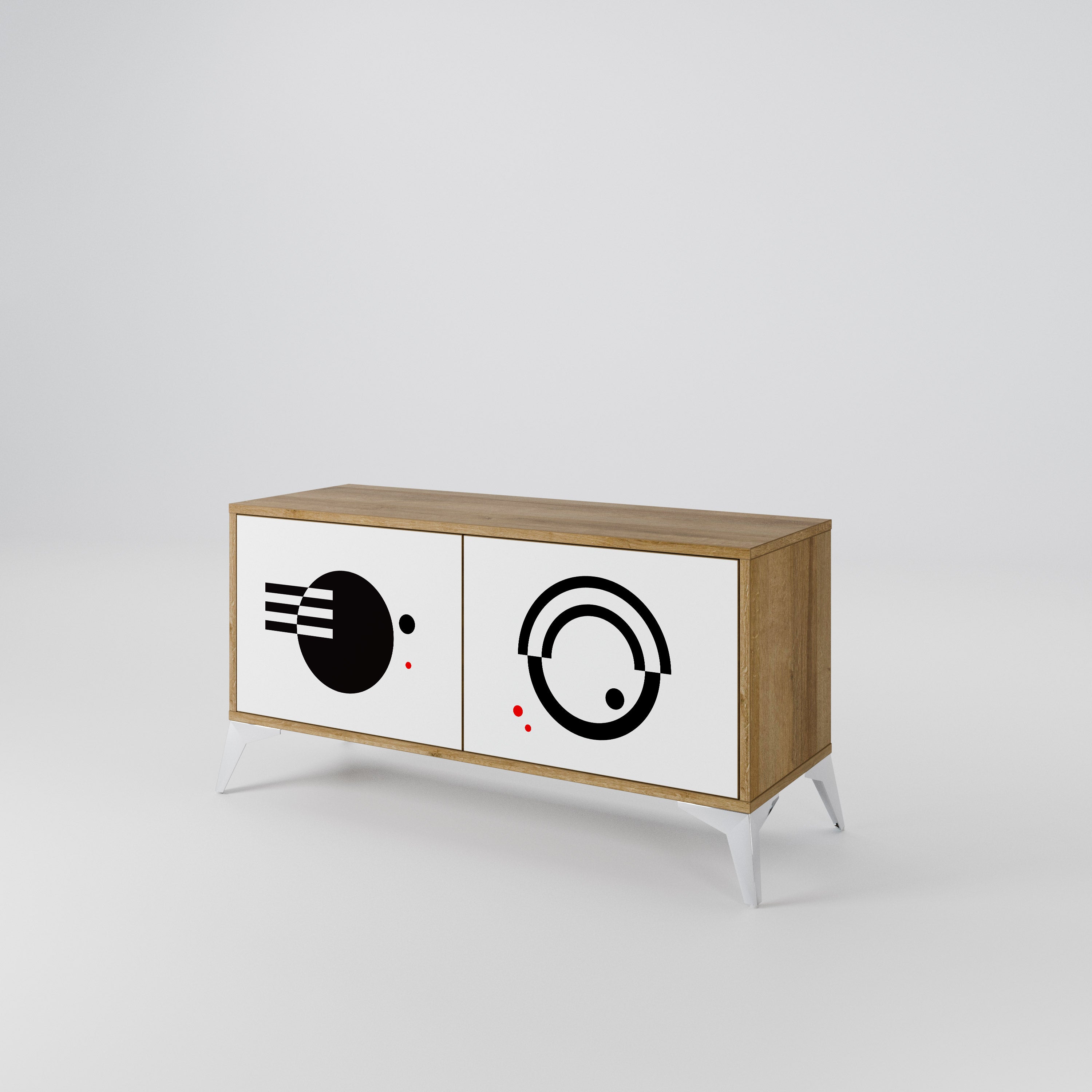 BLACK AND WHITE COMBINATION Mueble de TV Compacto de 2 puertas