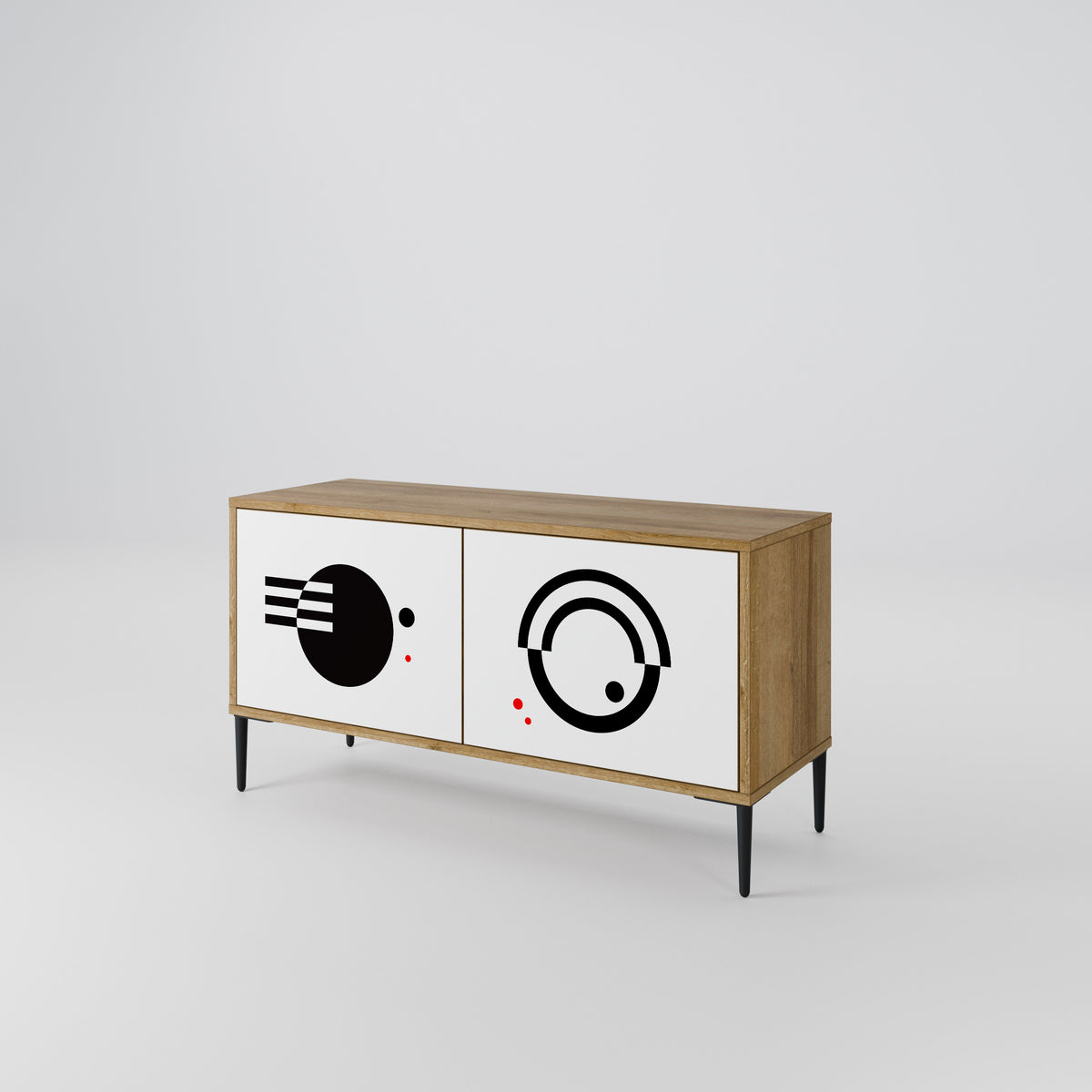 BLACK AND WHITE COMBINATION Mueble de TV Compacto de 2 puertas