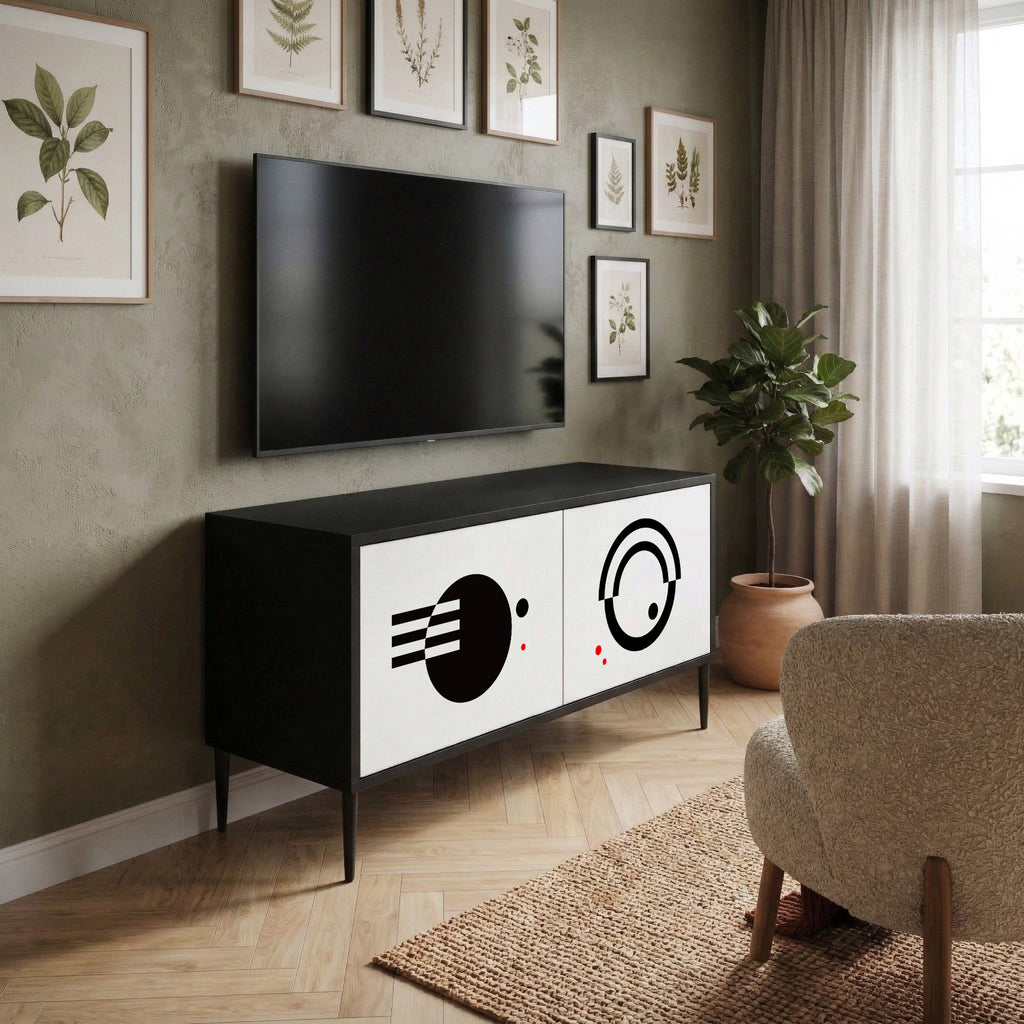 BLACK AND WHITE COMBINATION Mueble de TV Compacto de 2 puertas