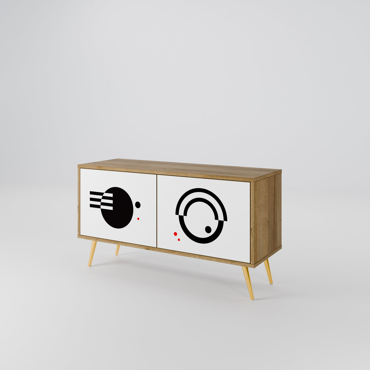 BLACK AND WHITE COMBINATION Mueble de TV Compacto de 2 puertas