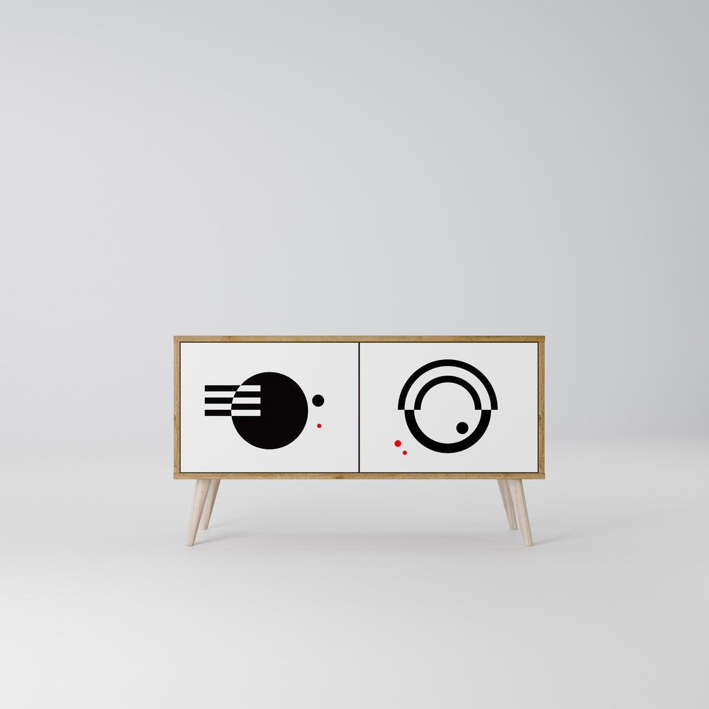 BLACK AND WHITE COMBINATION Mueble de TV Compacto de 2 puertas