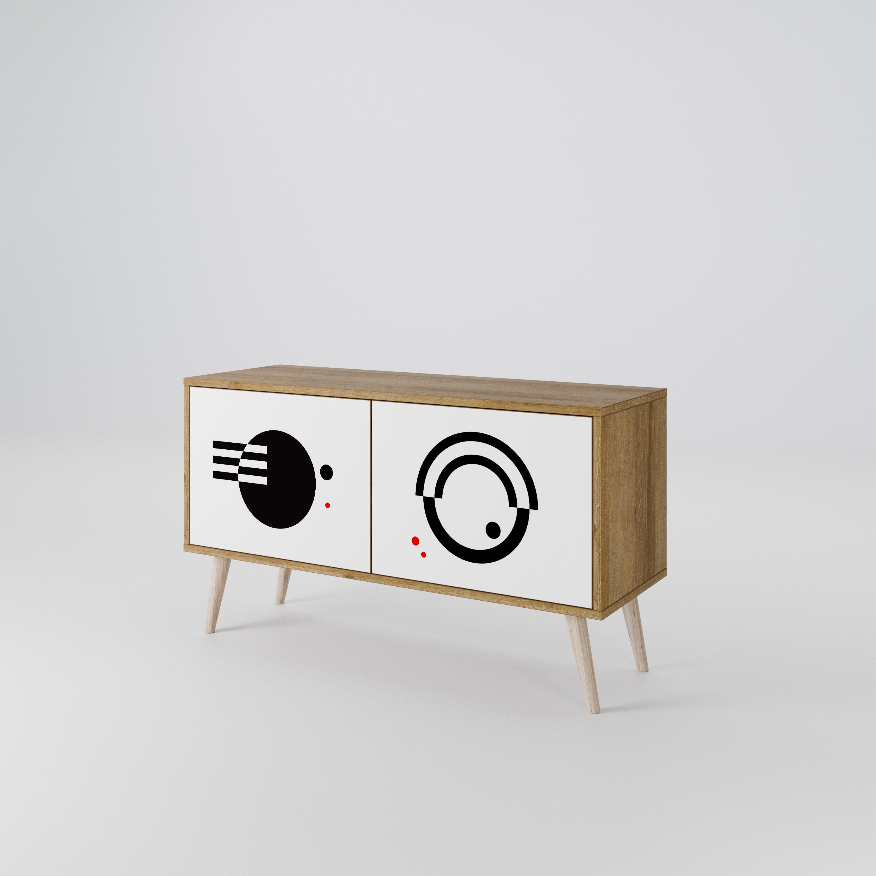 BLACK AND WHITE COMBINATION Mueble de TV Compacto de 2 puertas