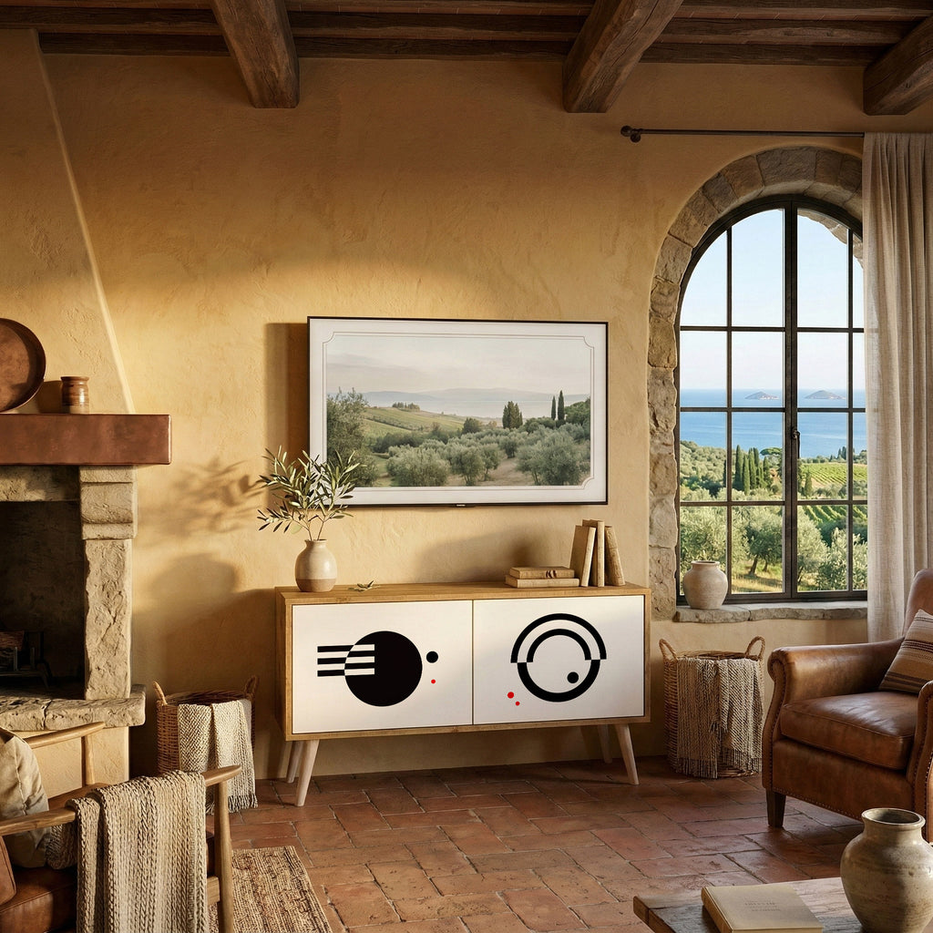 BLACK AND WHITE COMBINATION Mueble de TV Compacto de 2 puertas