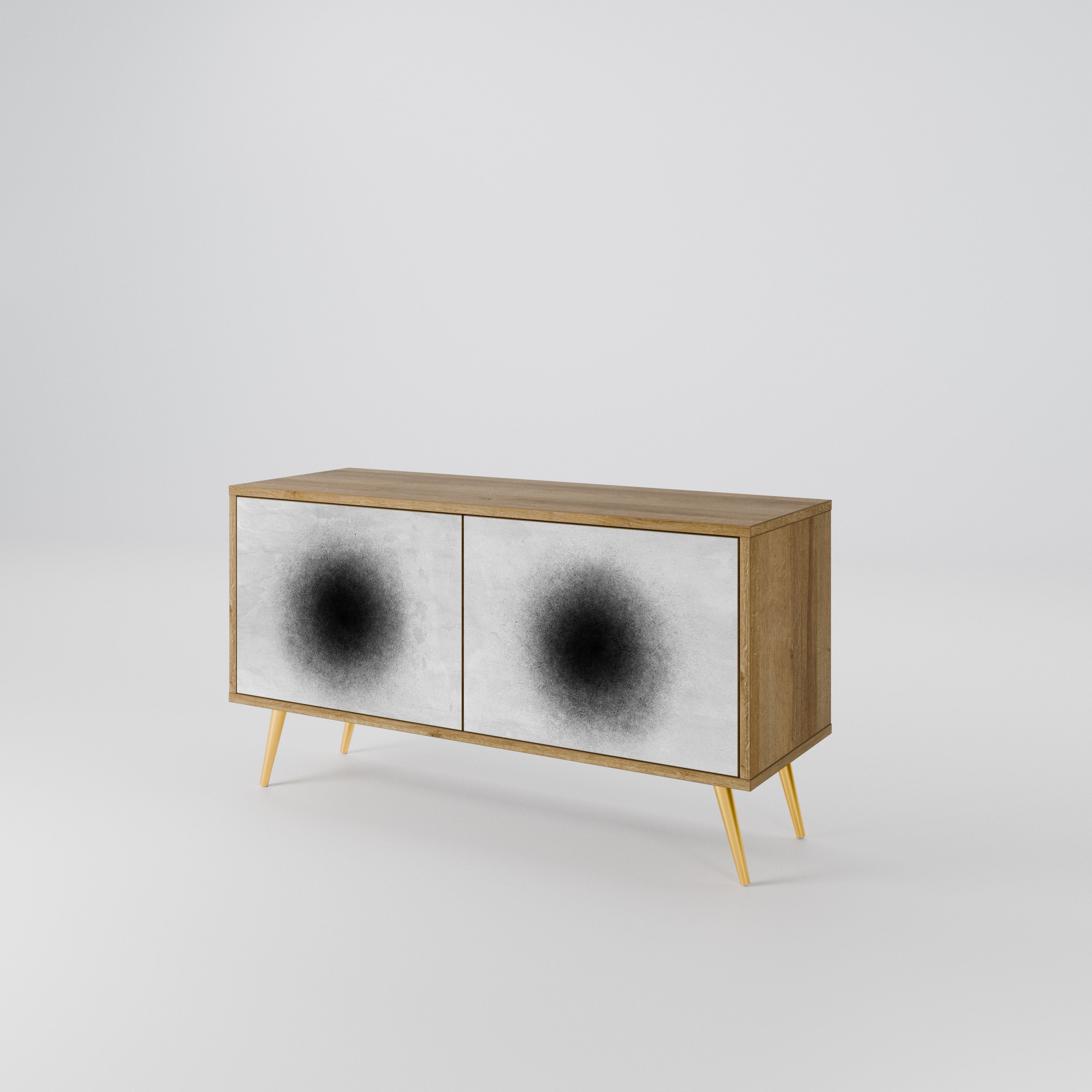 BLACK HOLE Mueble de TV Compacto de 2 puertas