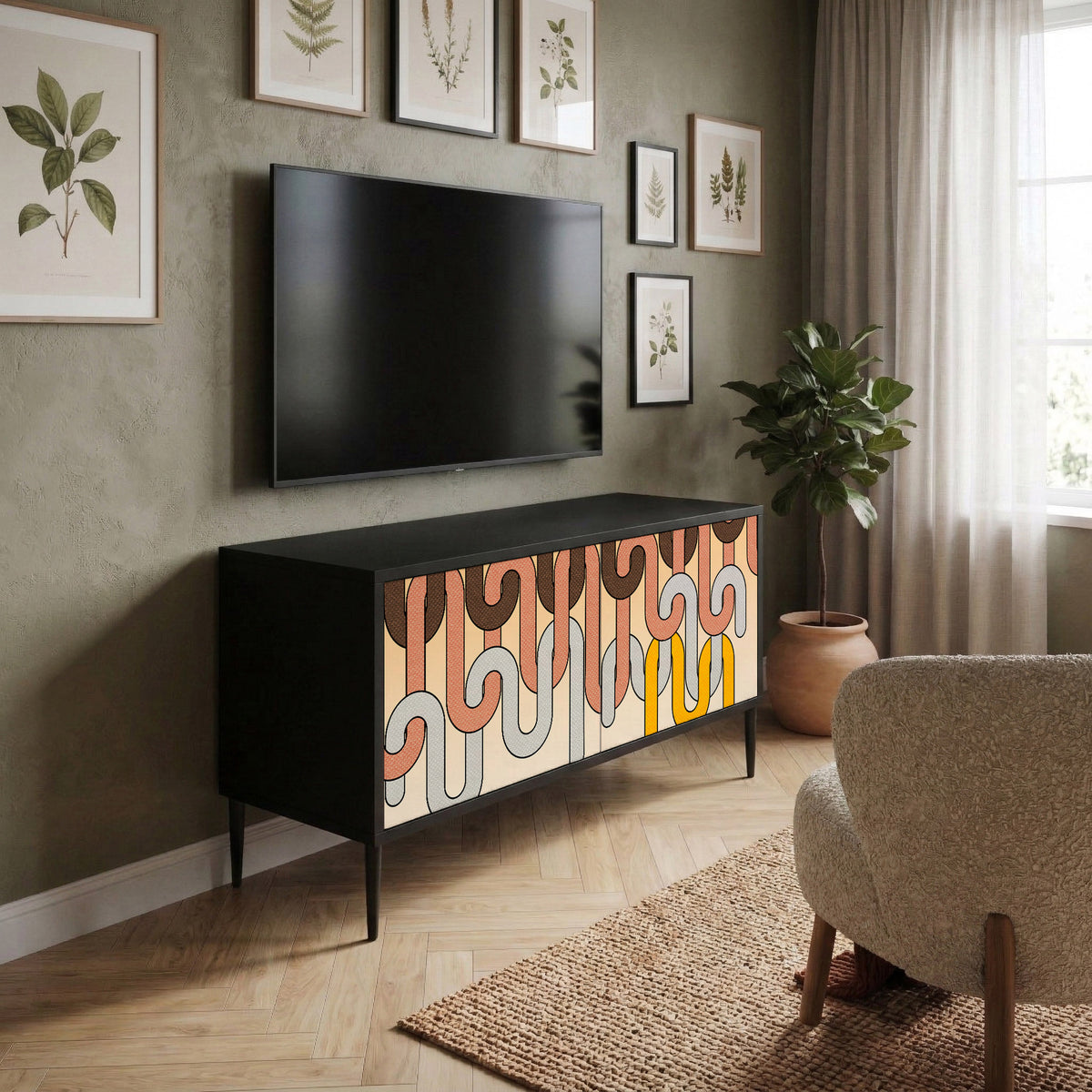 COLORFUL STRINGS Mueble de TV Compacto de 2 puertas