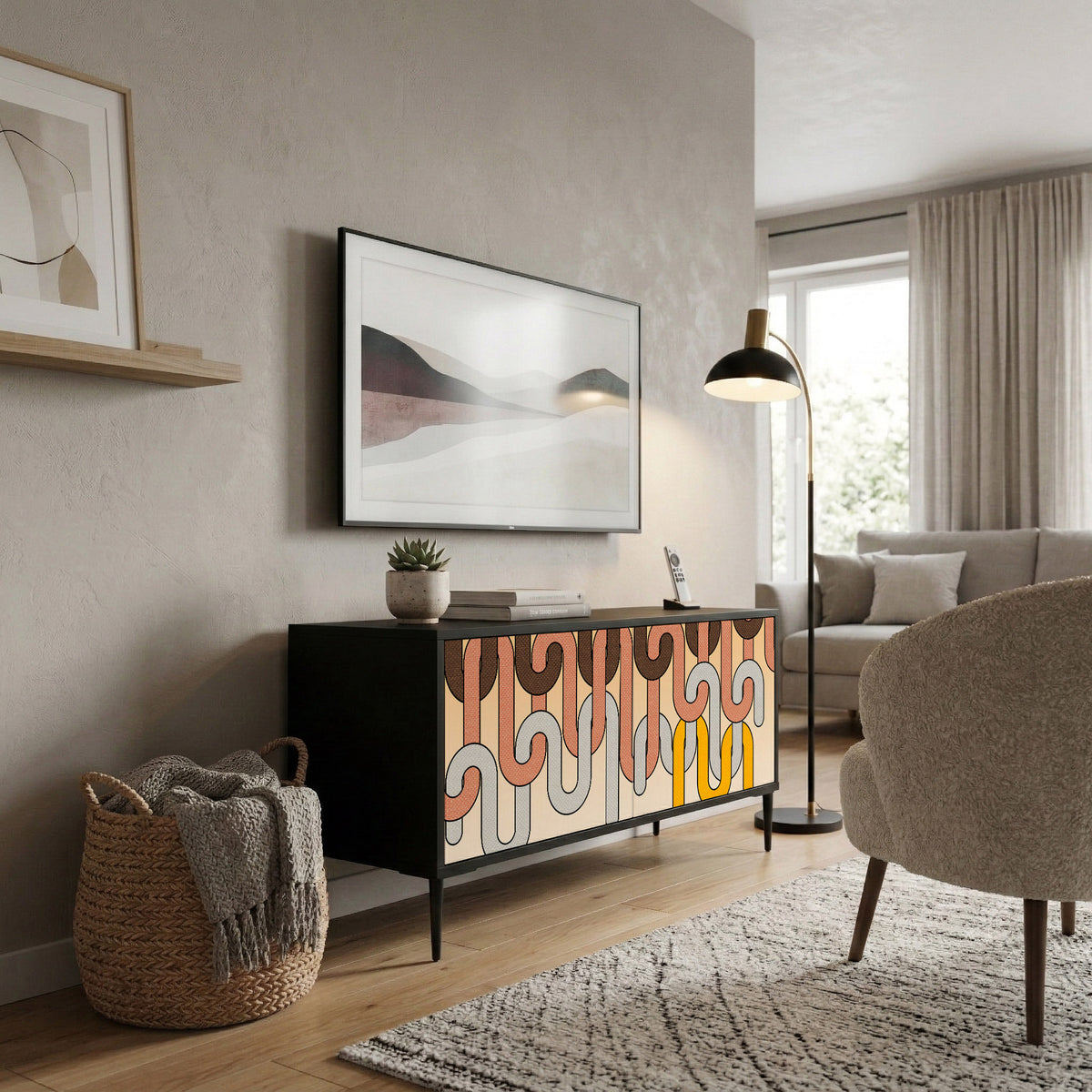 COLORFUL STRINGS Mueble de TV Compacto de 2 puertas