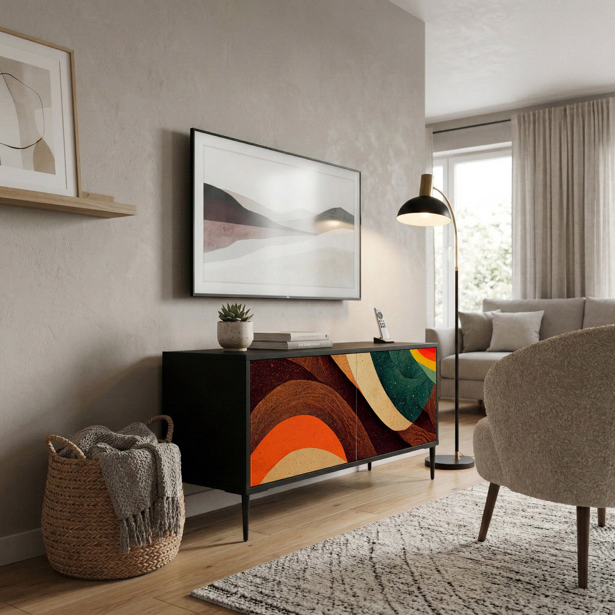 COLORFUL STRANDS Mueble de TV Compacto de 2 puertas