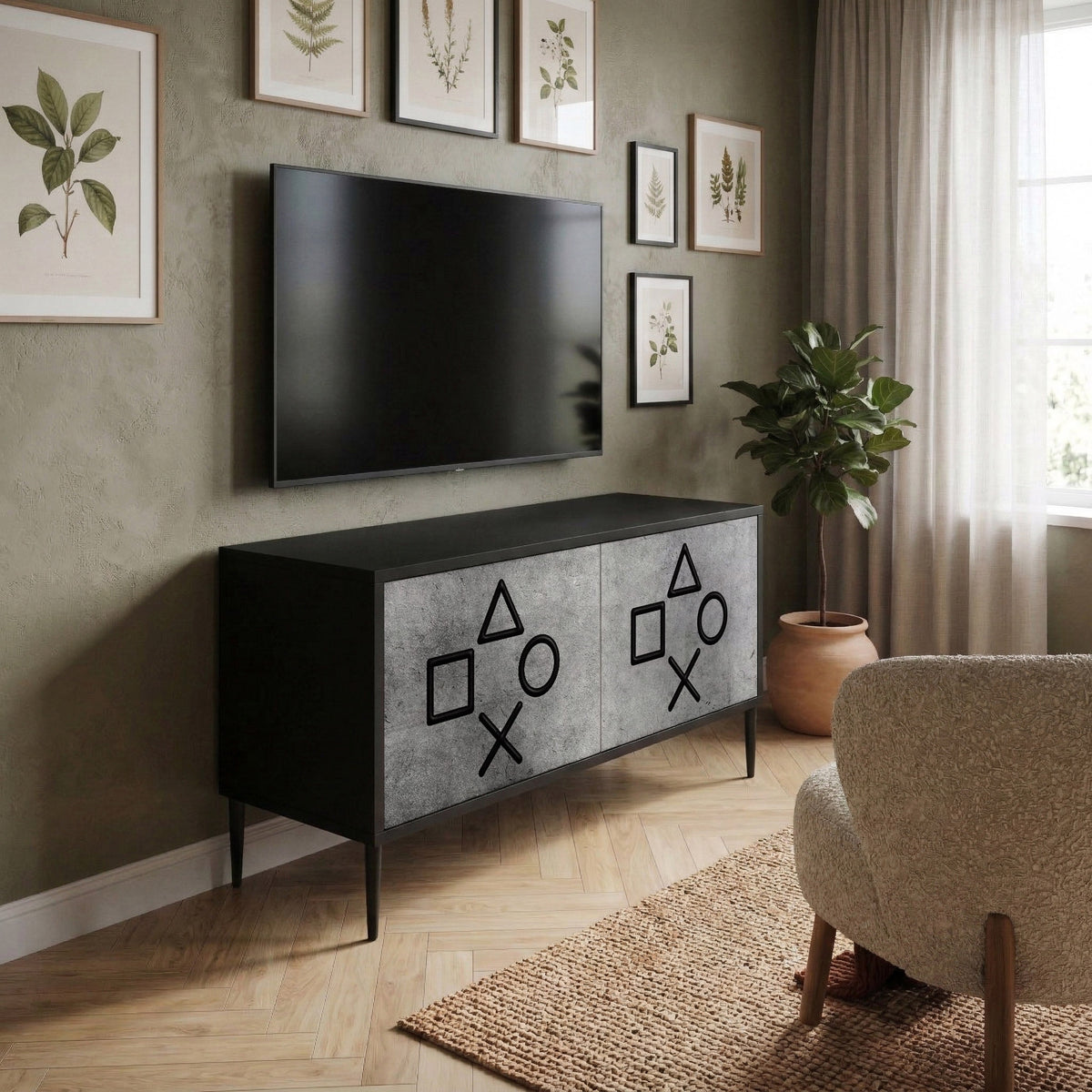 GAMER CHOICE Mueble de TV Compacto de 2 puertas