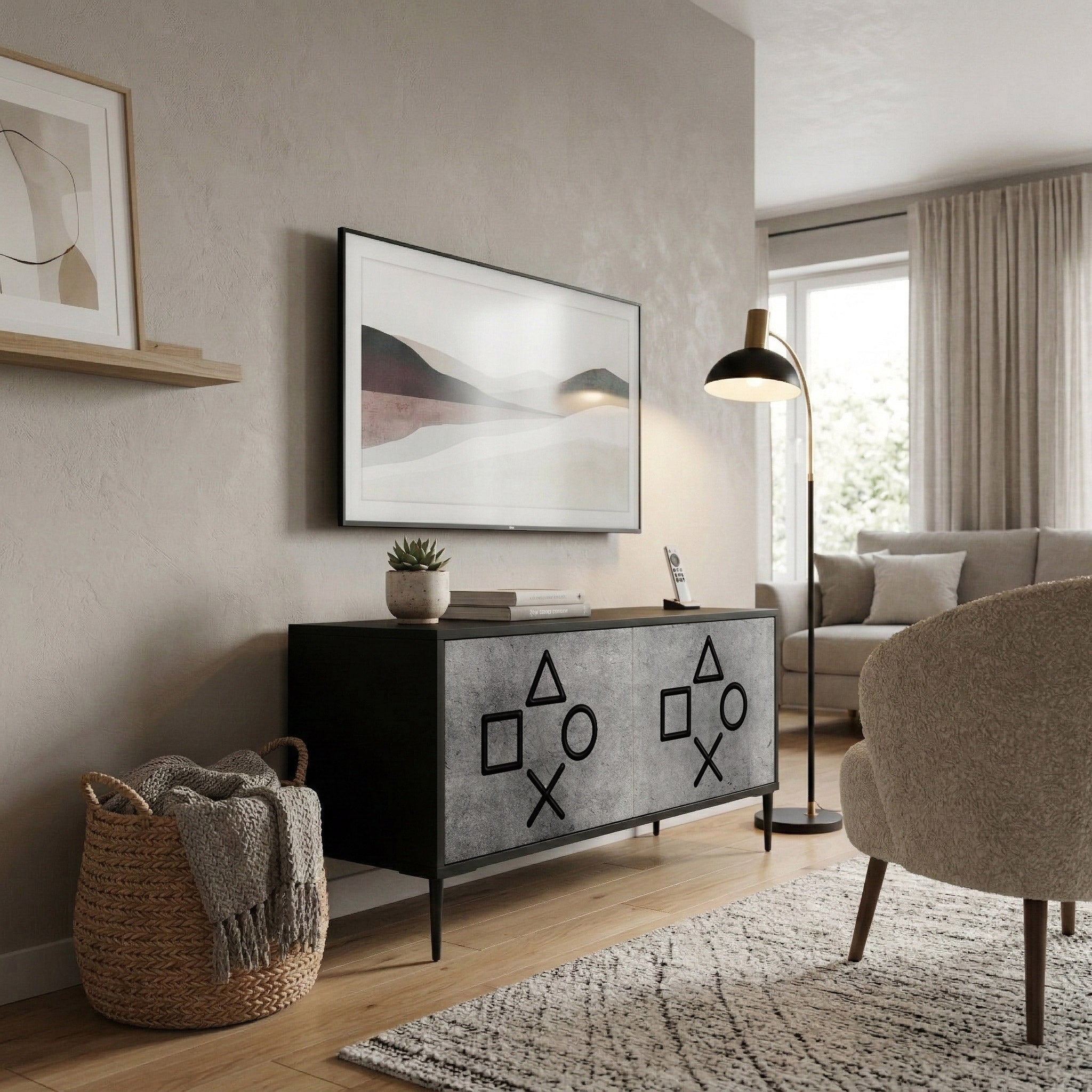 GAMER CHOICE Mueble de TV Compacto de 2 puertas