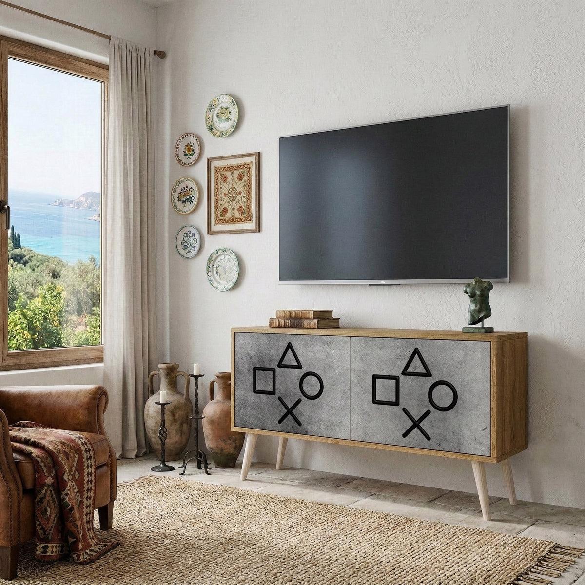 GAMER CHOICE Mueble de TV Compacto de 2 puertas