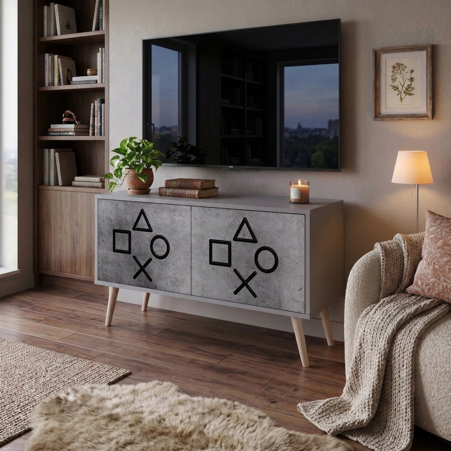 GAMER CHOICE Mueble de TV Compacto de 2 puertas