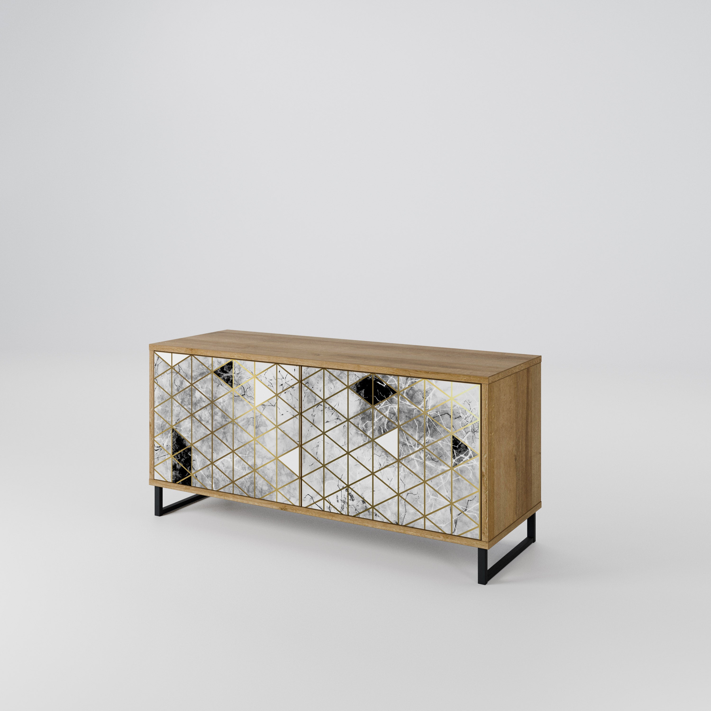 ASHEN ARIA Mueble de TV Compacto de 2 puertas