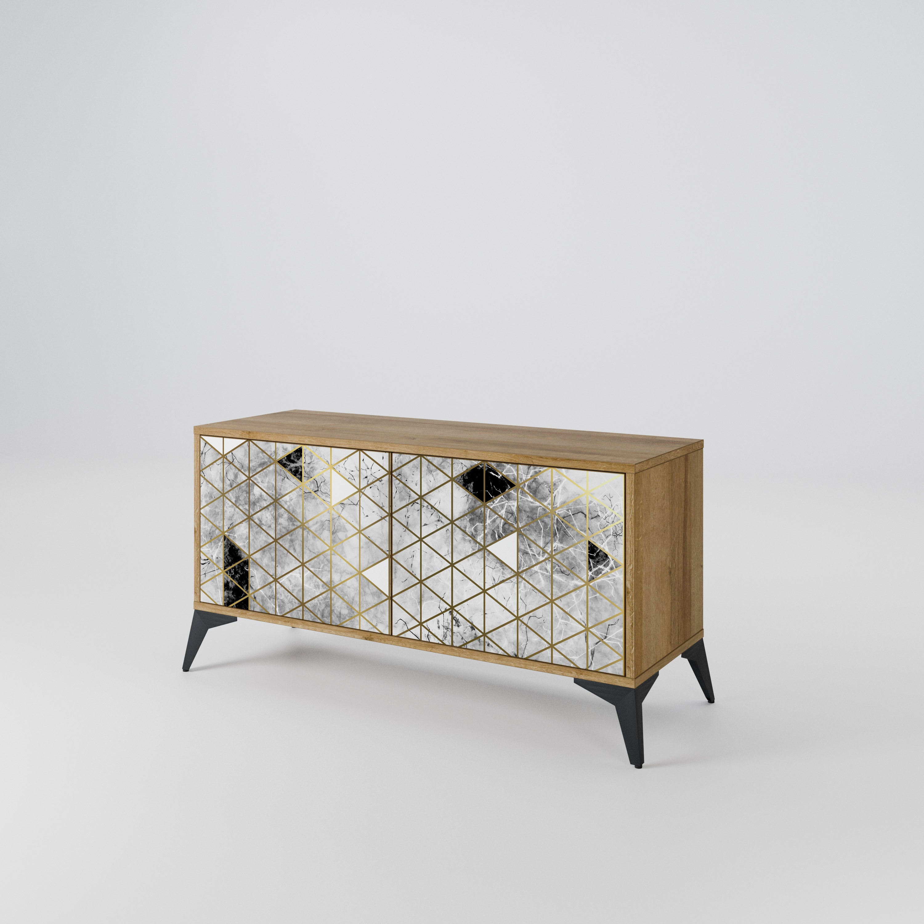 ASHEN ARIA Mueble de TV Compacto de 2 puertas