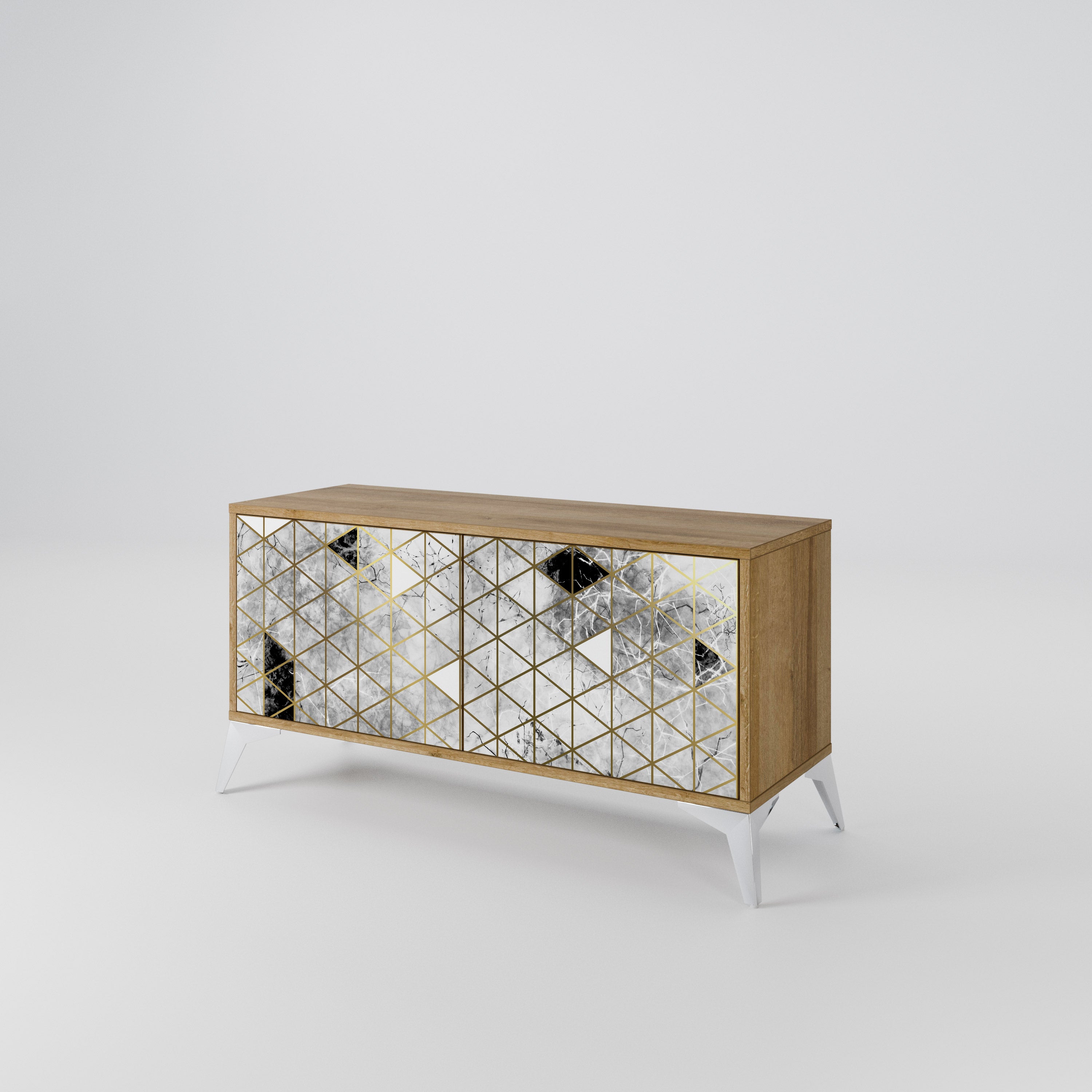 ASHEN ARIA Mueble de TV Compacto de 2 puertas