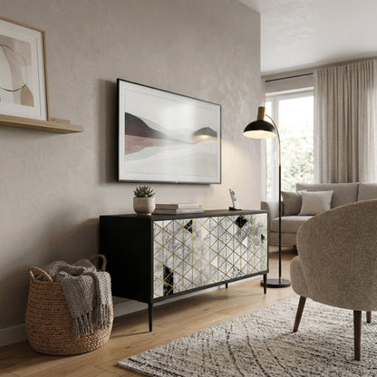 ASHEN ARIA Mueble de TV Compacto de 2 puertas