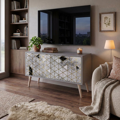 ASHEN ARIA Mueble de TV Compacto de 2 puertas