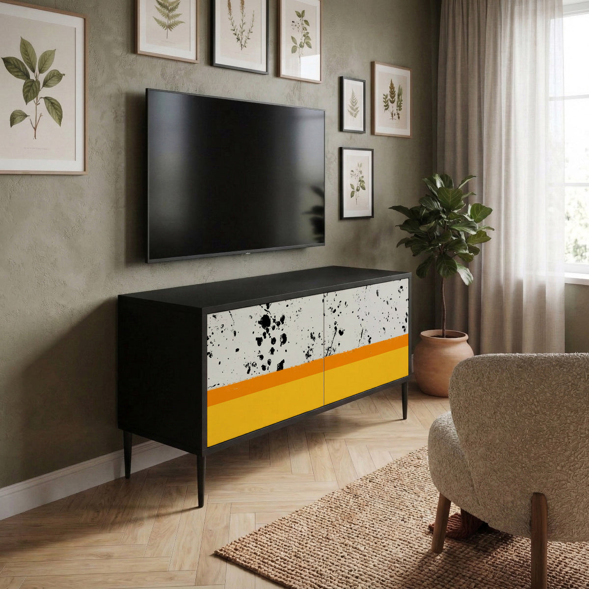 DYED BY ORANGE Mueble de TV Compacto de 2 puertas