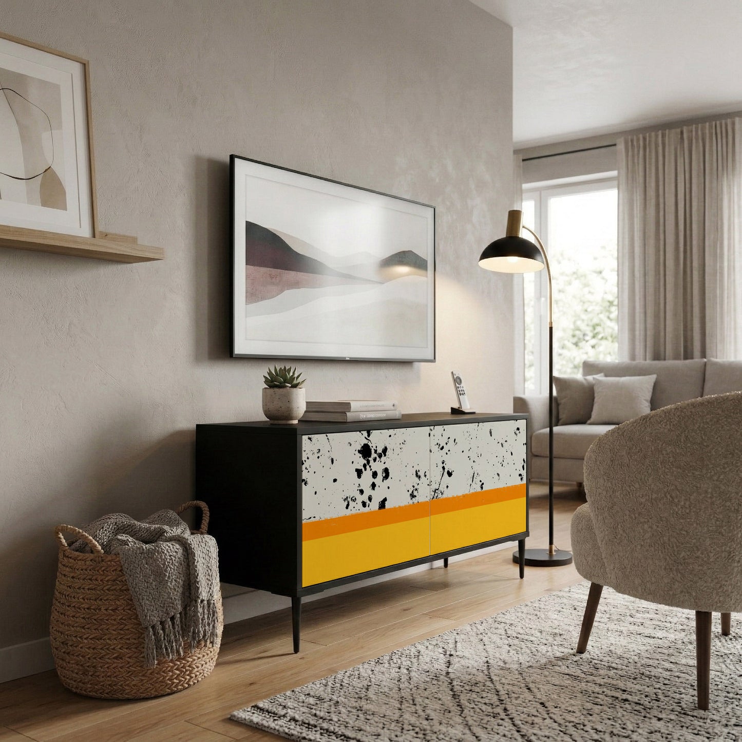 DYED BY ORANGE Mueble de TV Compacto de 2 puertas