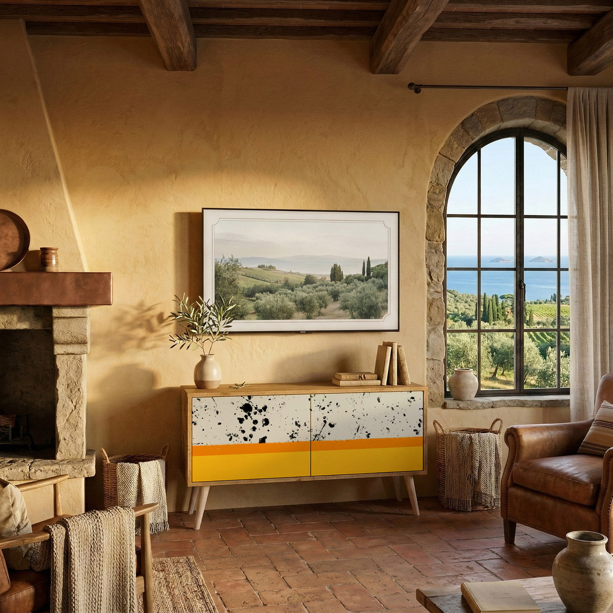 DYED BY ORANGE Mueble de TV Compacto de 2 puertas