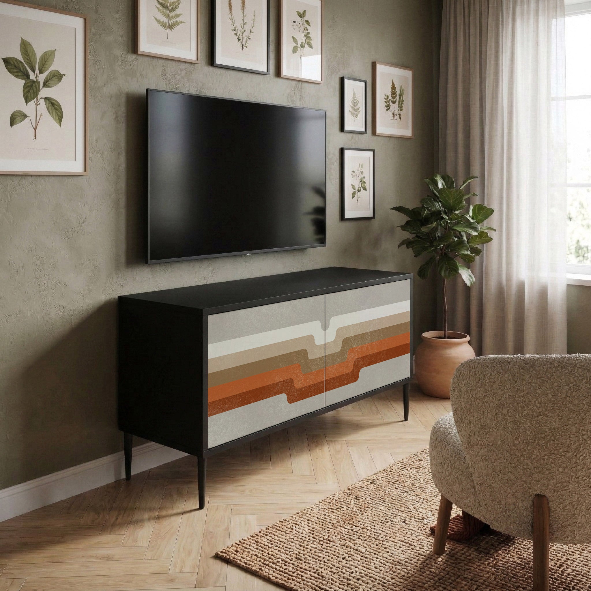 PECULIAR TRAIL Compact 2-Door TV Cabinet