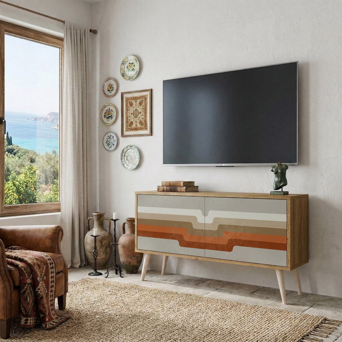 PECULIAR TRAIL Mueble de TV Compacto de 2 puertas
