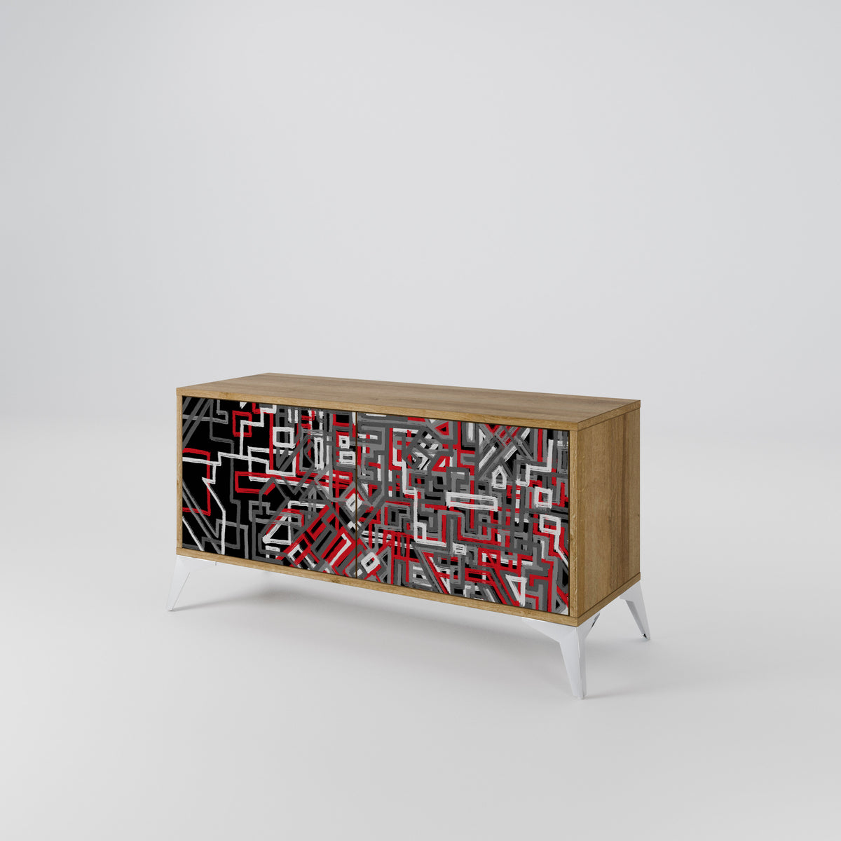 BROKEN LINES Mueble de TV Compacto de 2 puertas