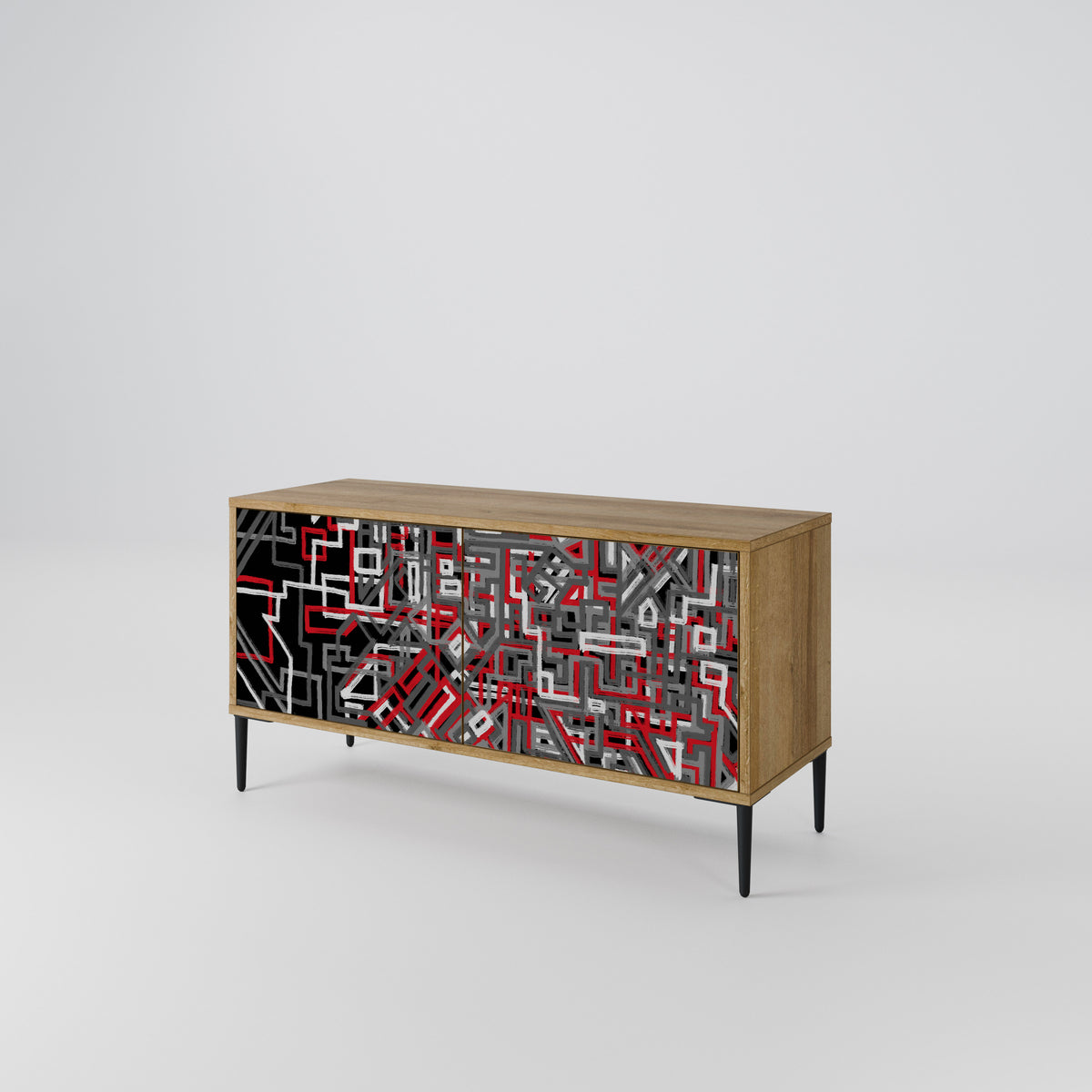 BROKEN LINES Mueble de TV Compacto de 2 puertas