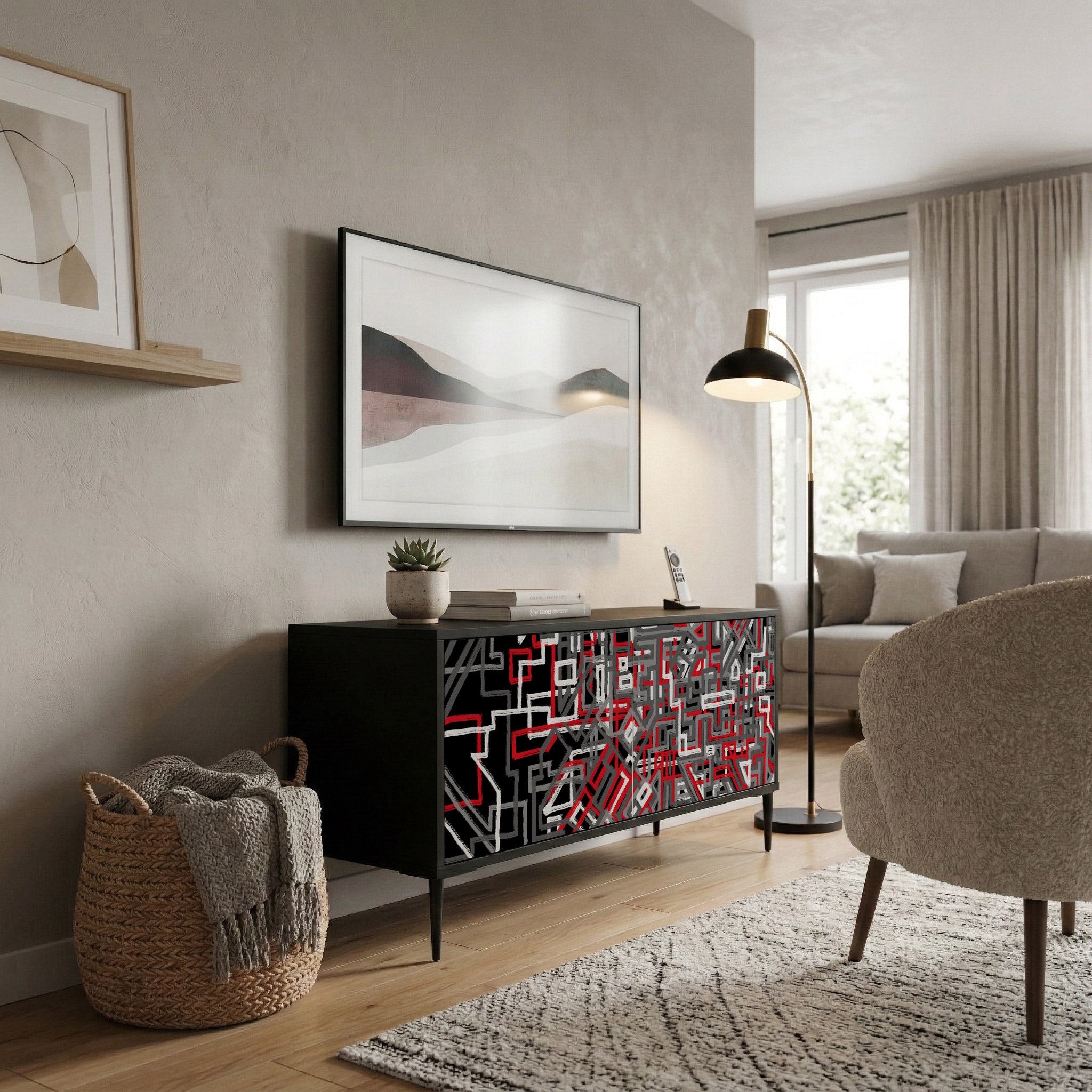 BROKEN LINES Compact 2-Door TV Cabinet