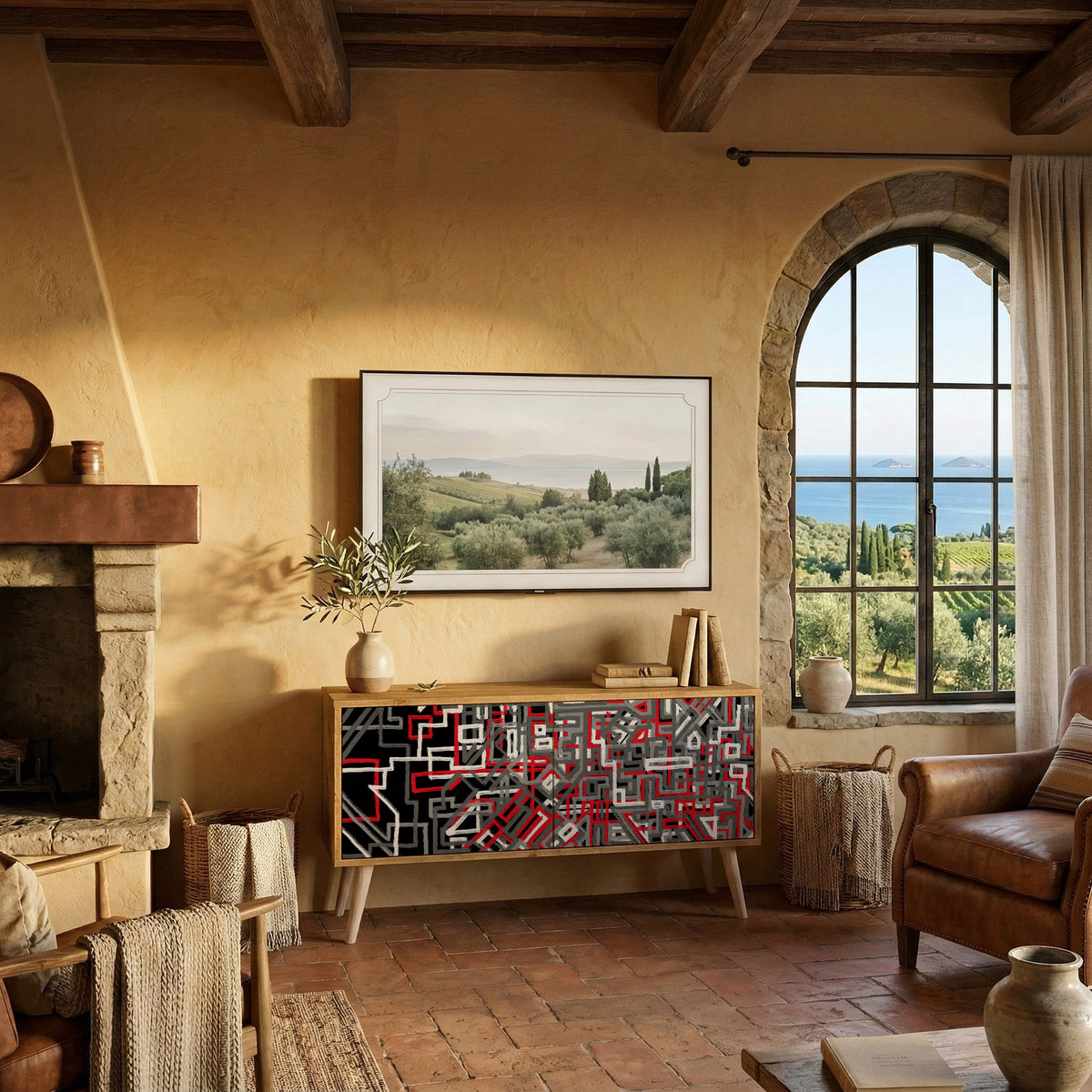BROKEN LINES Mueble de TV Compacto de 2 puertas