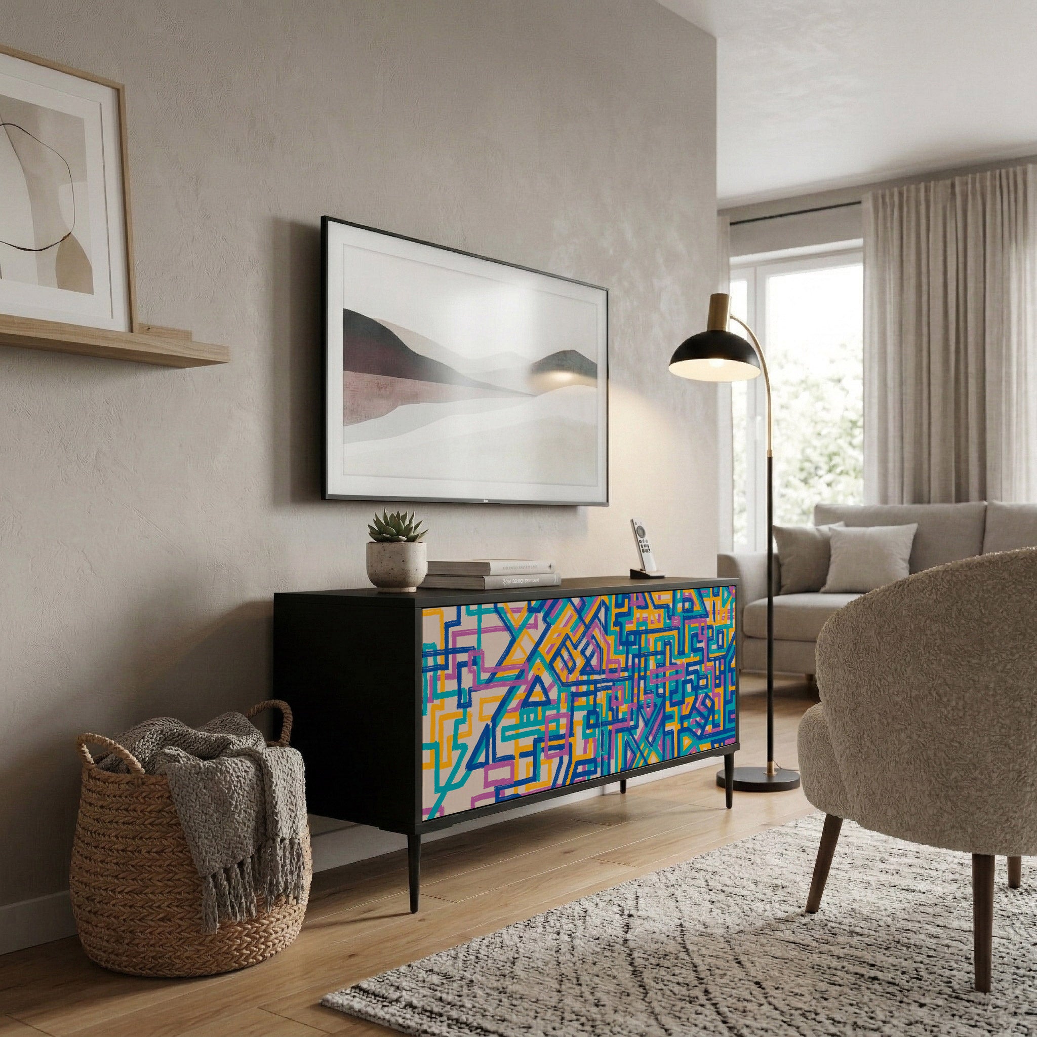 MEMORIES MAP Compact 2-Door TV Cabinet