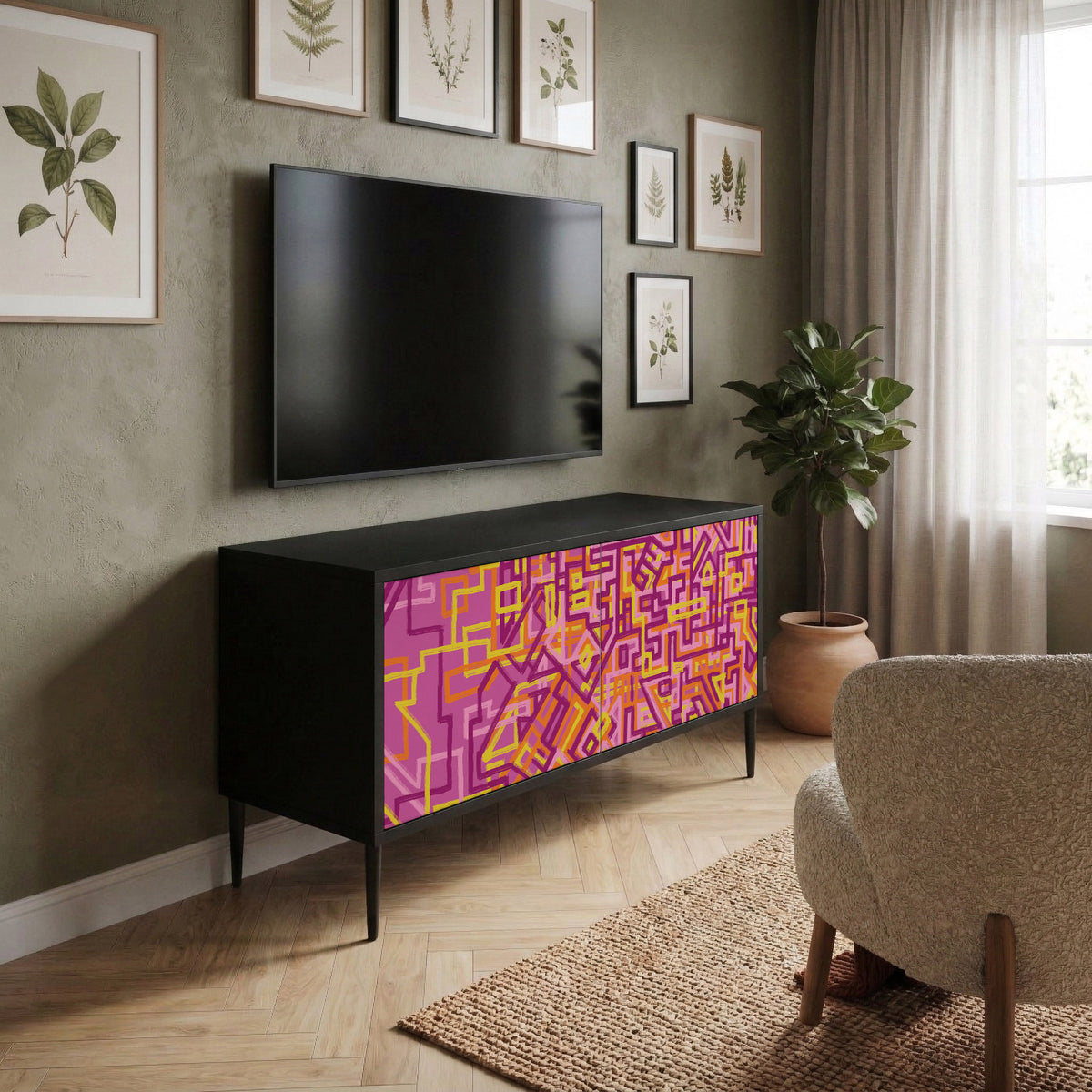 LOVELY MEMORIES Mueble de TV Compacto de 2 puertas