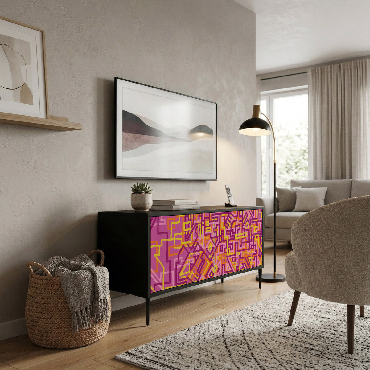 LOVELY MEMORIES Mueble de TV Compacto de 2 puertas