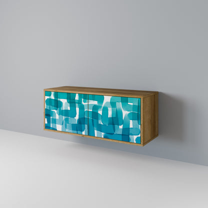 TURQUOISE RECTANGLES Mueble de TV Compacto de 2 puertas