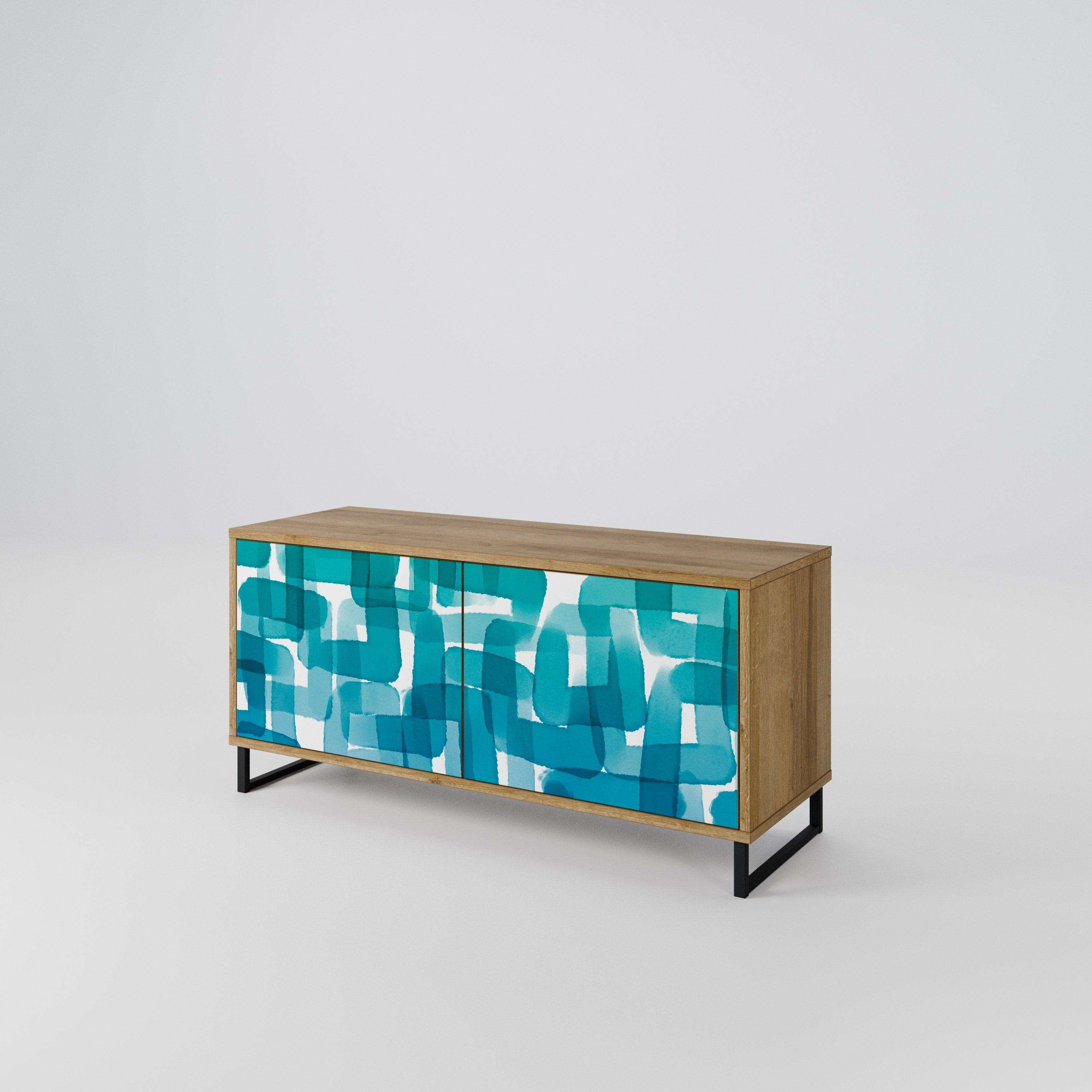 TURQUOISE RECTANGLES Mueble de TV Compacto de 2 puertas