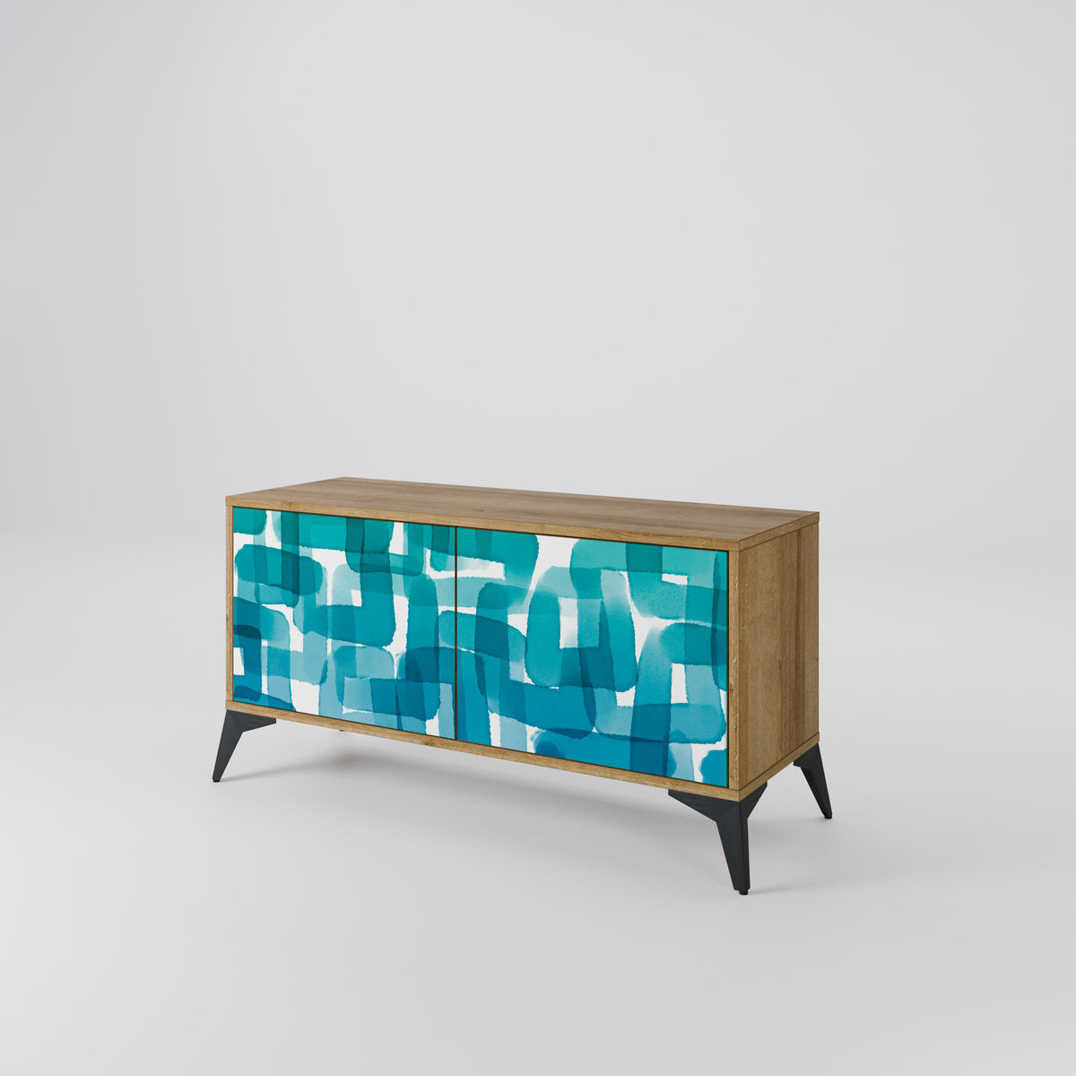 TURQUOISE RECTANGLES Mueble de TV Compacto de 2 puertas