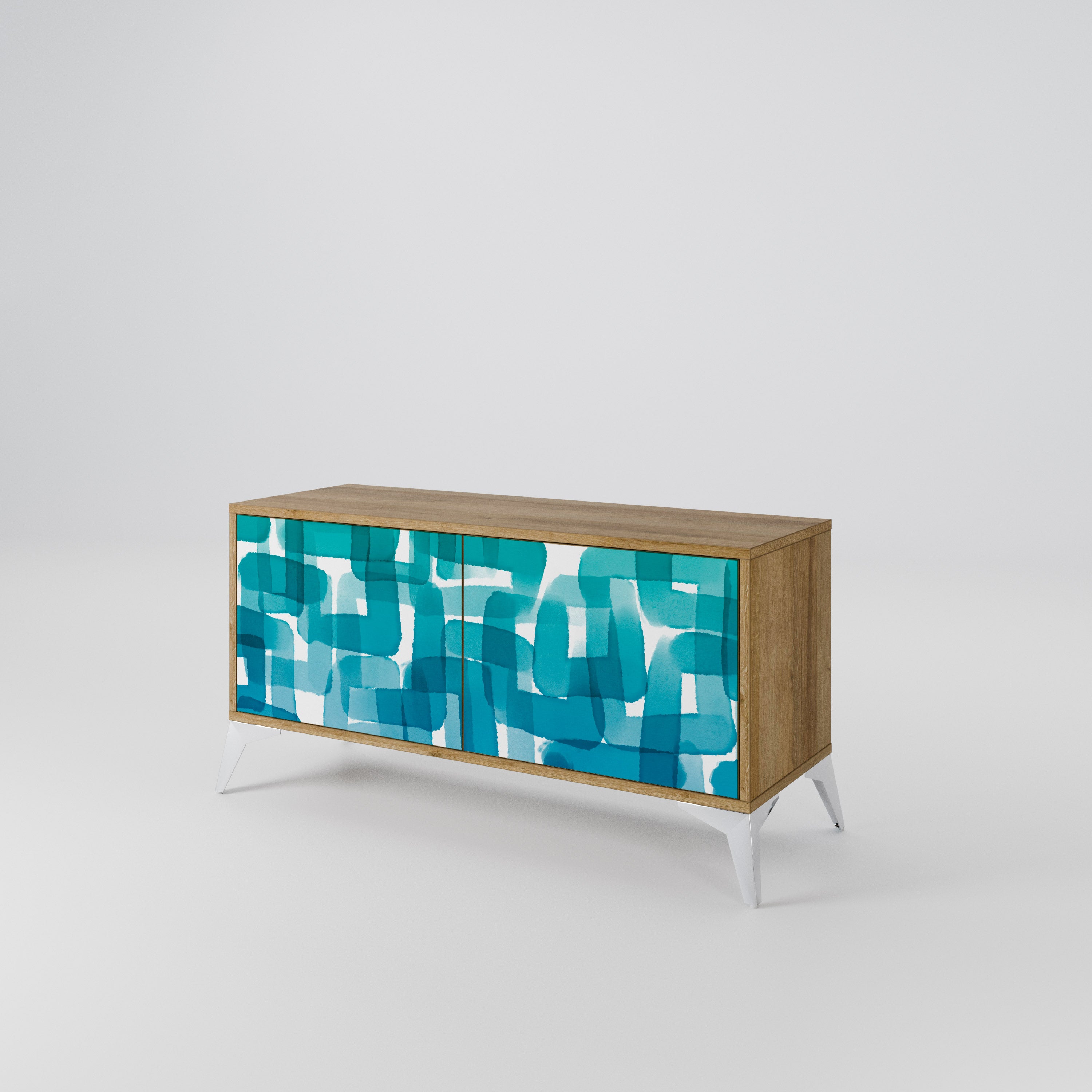 TURQUOISE RECTANGLES Mueble de TV Compacto de 2 puertas