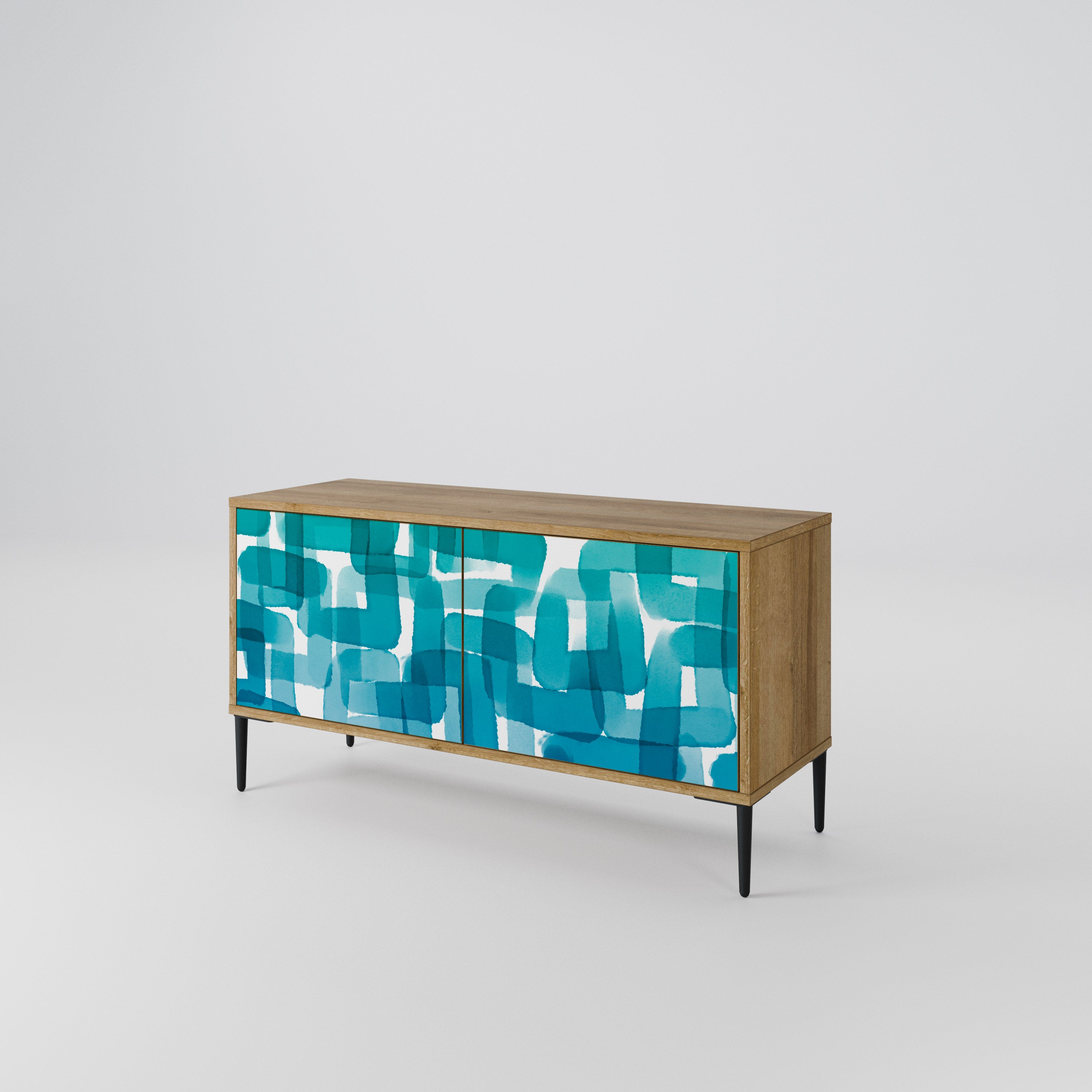TURQUOISE RECTANGLES Mueble de TV Compacto de 2 puertas