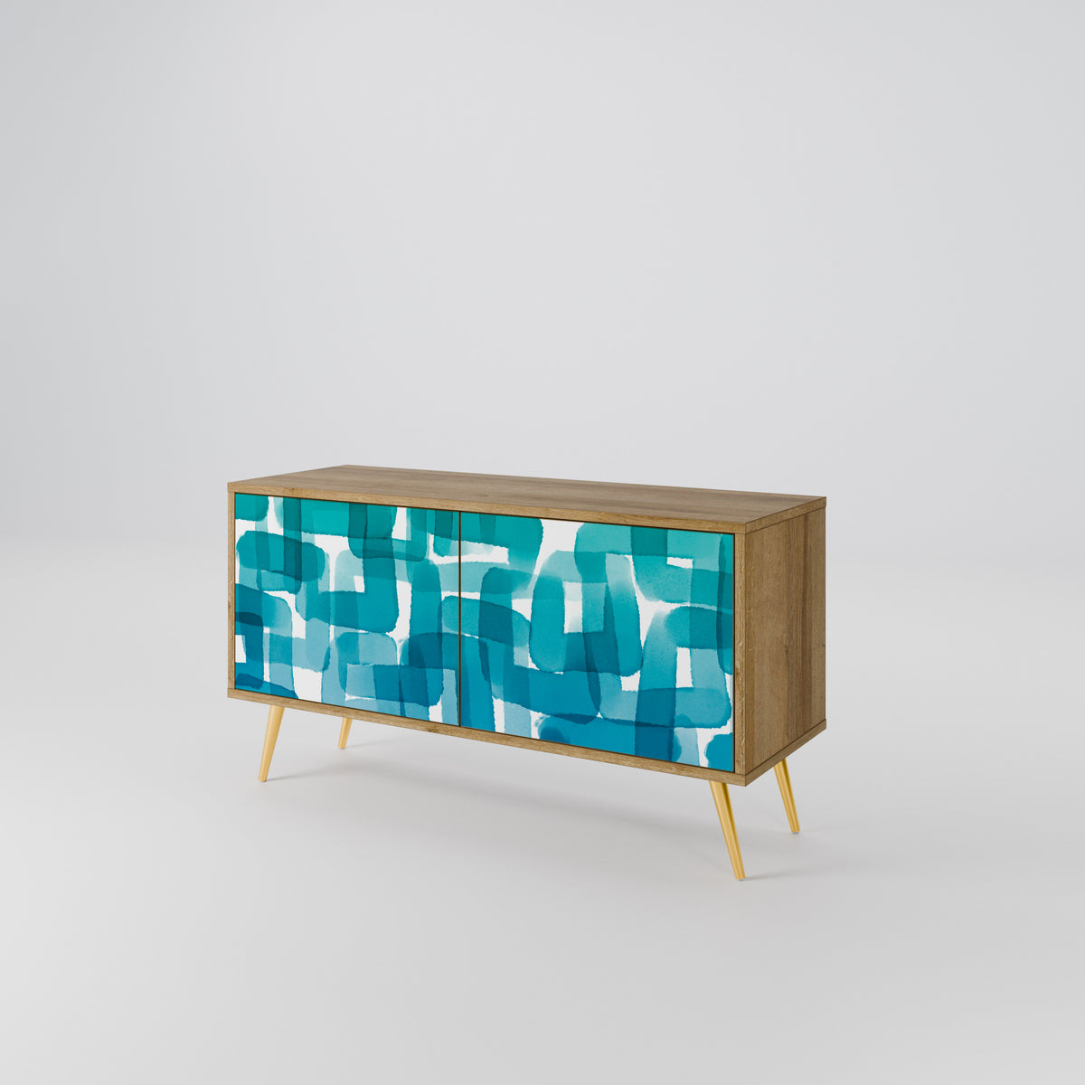 TURQUOISE RECTANGLES Mueble de TV Compacto de 2 puertas
