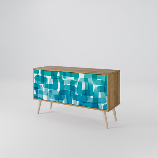 TURQUOISE RECTANGLES Mueble de TV Compacto de 2 puertas