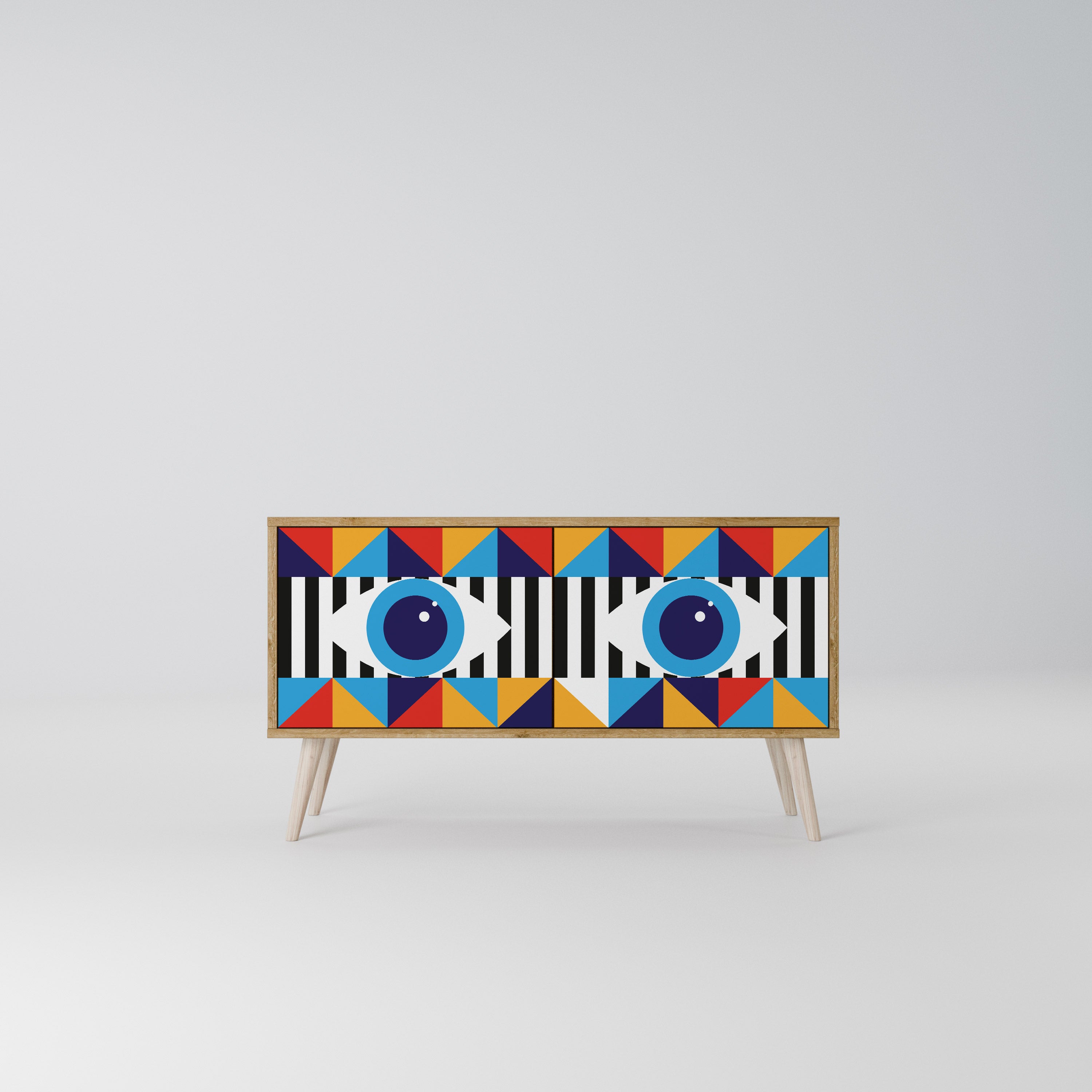 ABSTRACTION AND GEOMETRY Compact 2-Door TV Cabinet