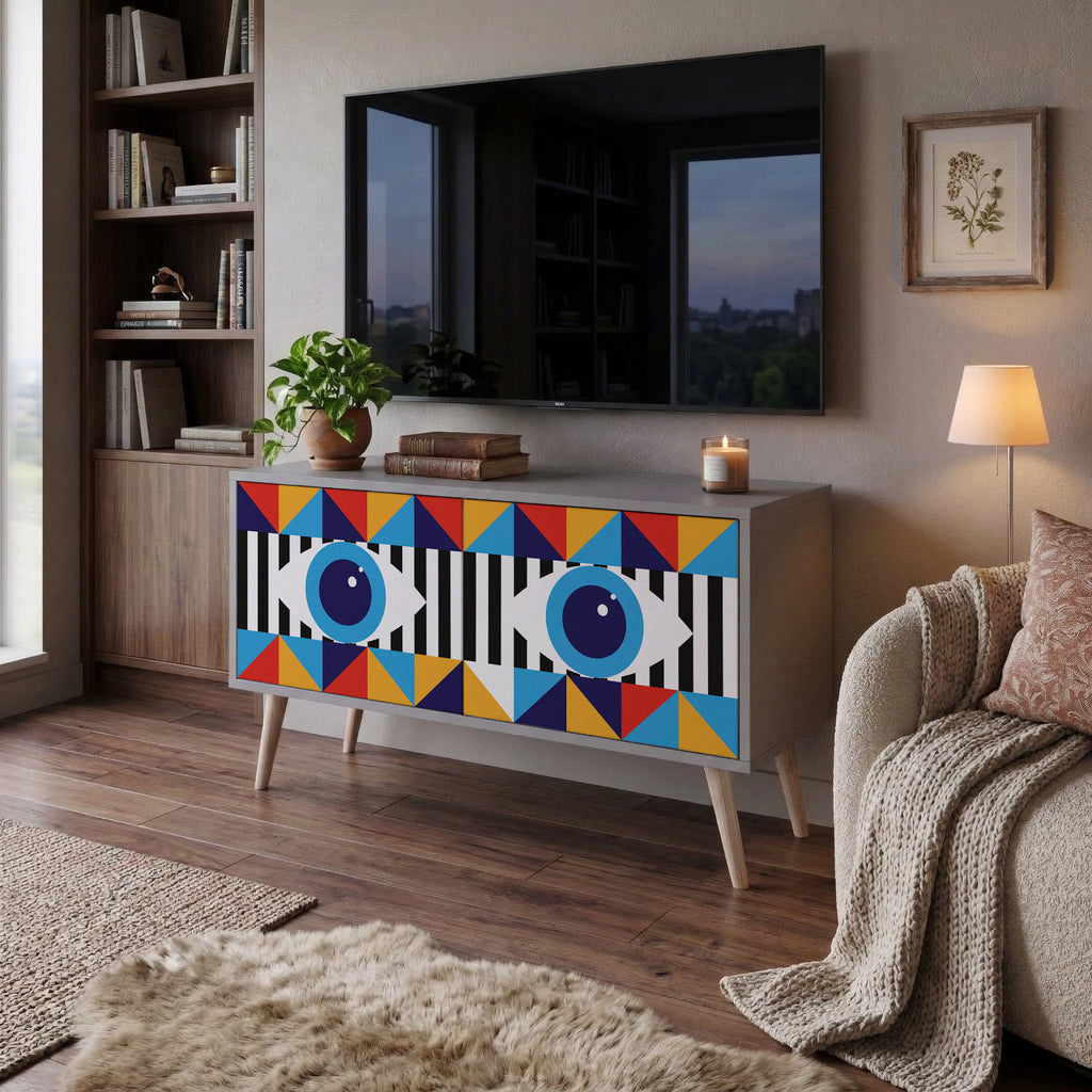 ABSTRACTION AND GEOMETRY Mueble de TV Compacto de 2 puertas