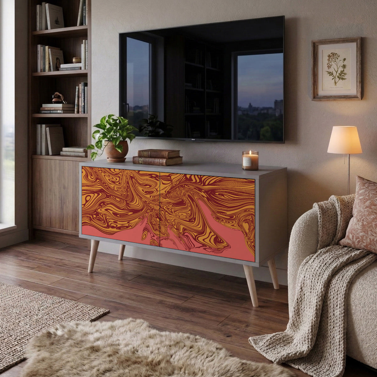FLOATING THOUGHTS Mueble de TV Compacto de 2 puertas