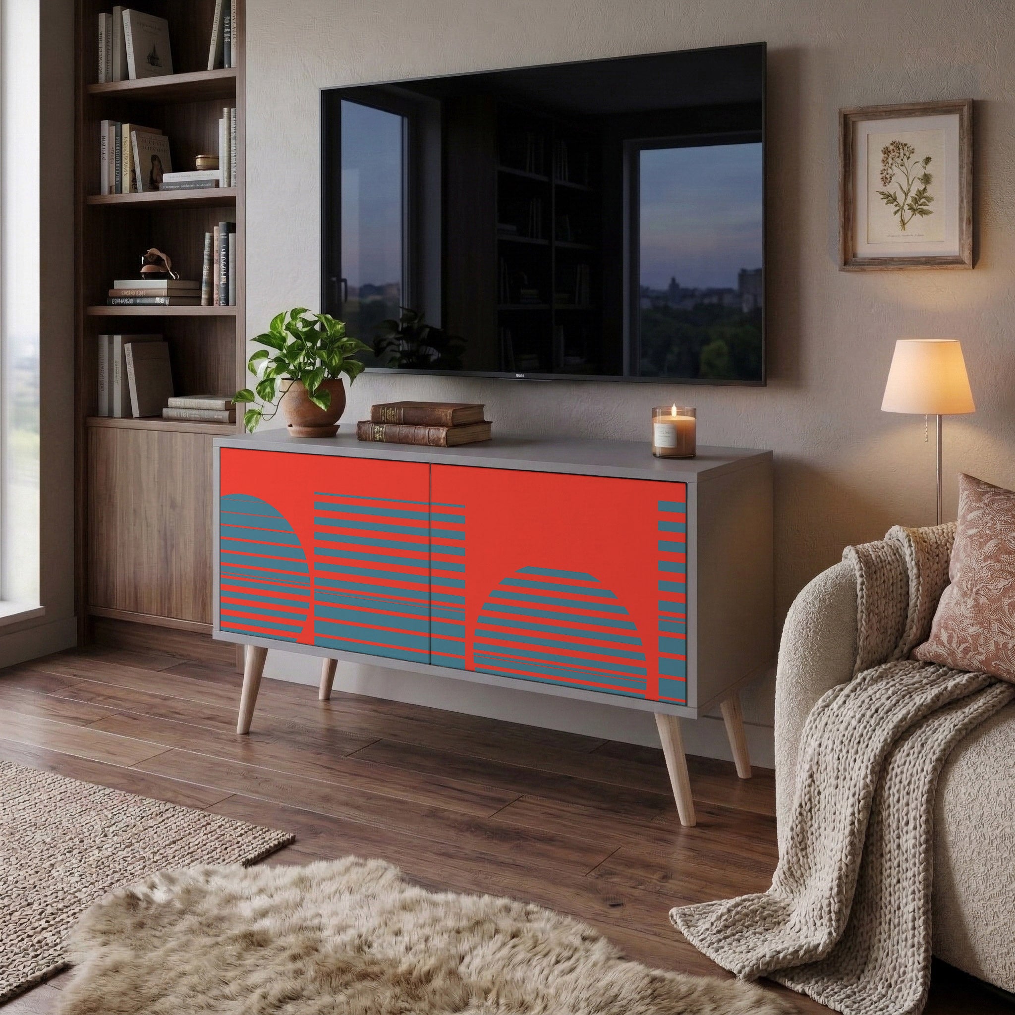 RISING GEOMETRY STARS Compact 2-Door TV Cabinet