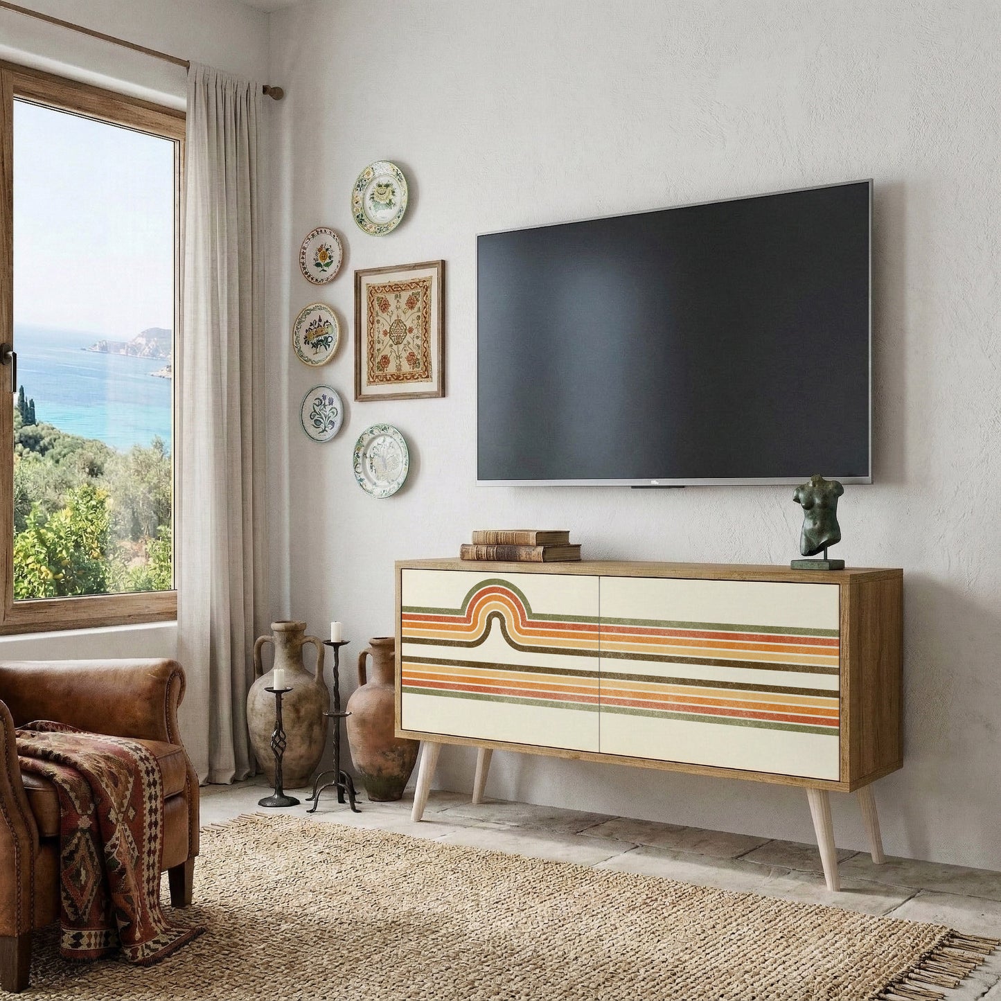 EXCEPTIONAL STREAM Mueble de TV Compacto de 2 puertas