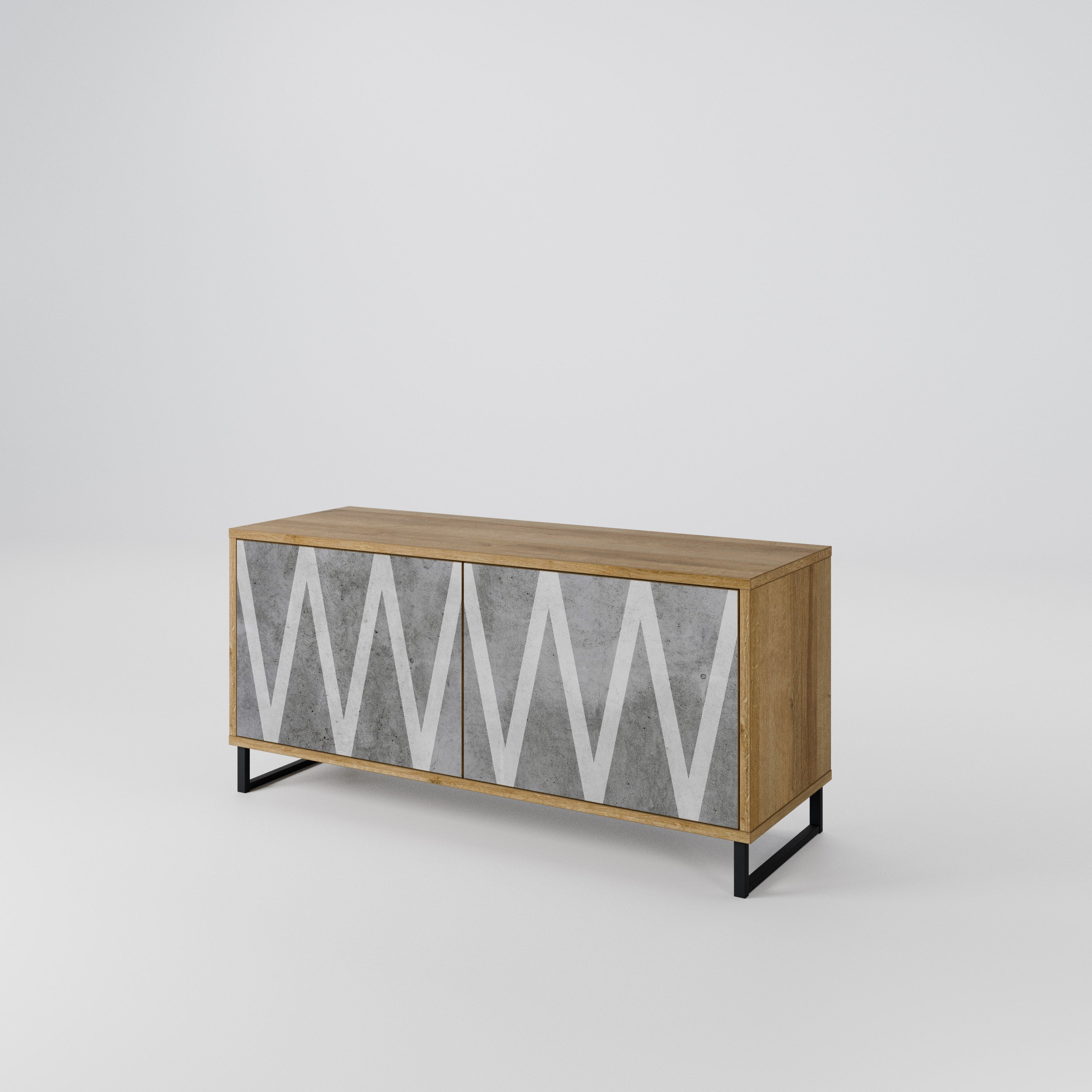 SOLID ZIG ZAG Mueble de TV Compacto de 2 puertas