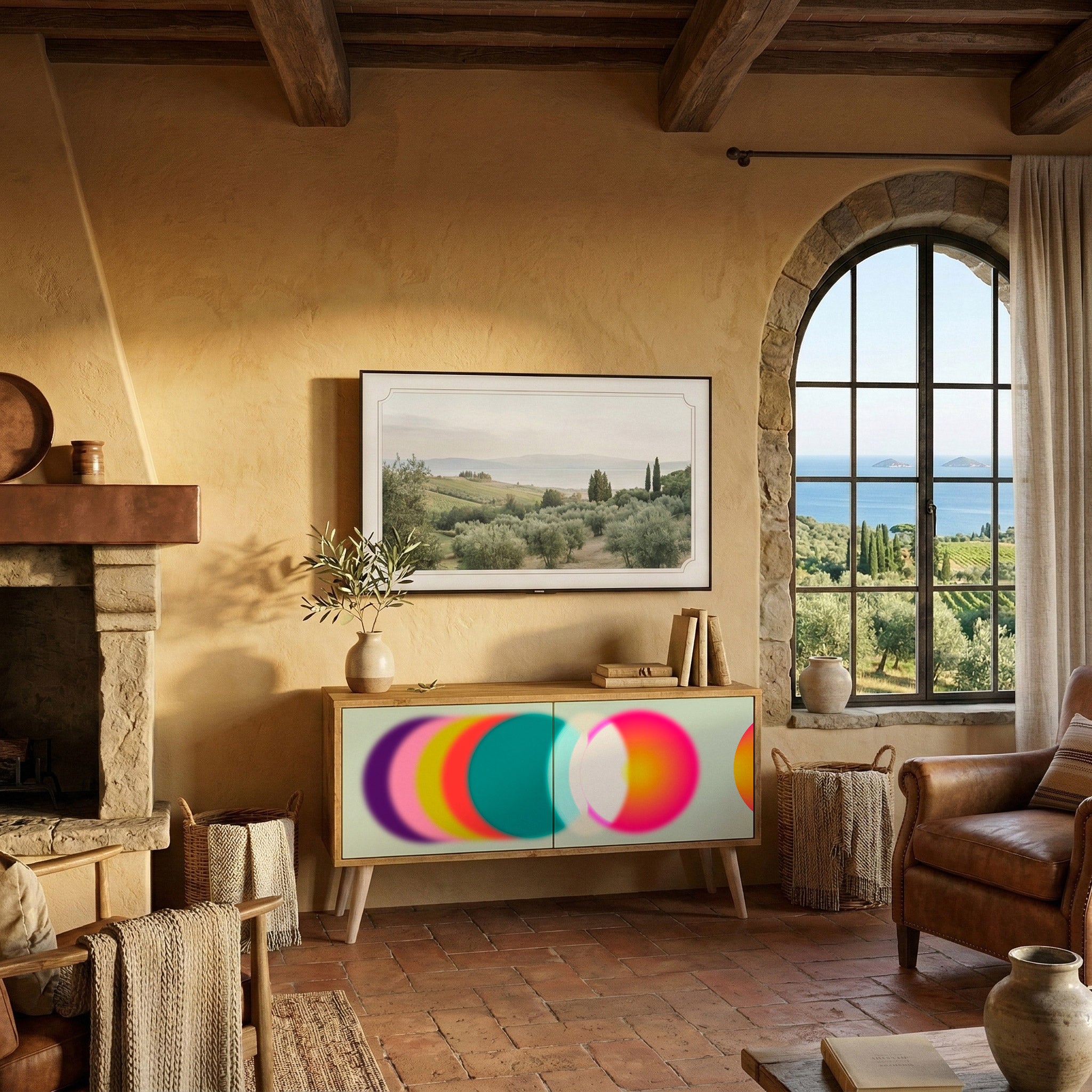 SYMPHONY OF COLORS Mueble de TV Compacto de 2 puertas