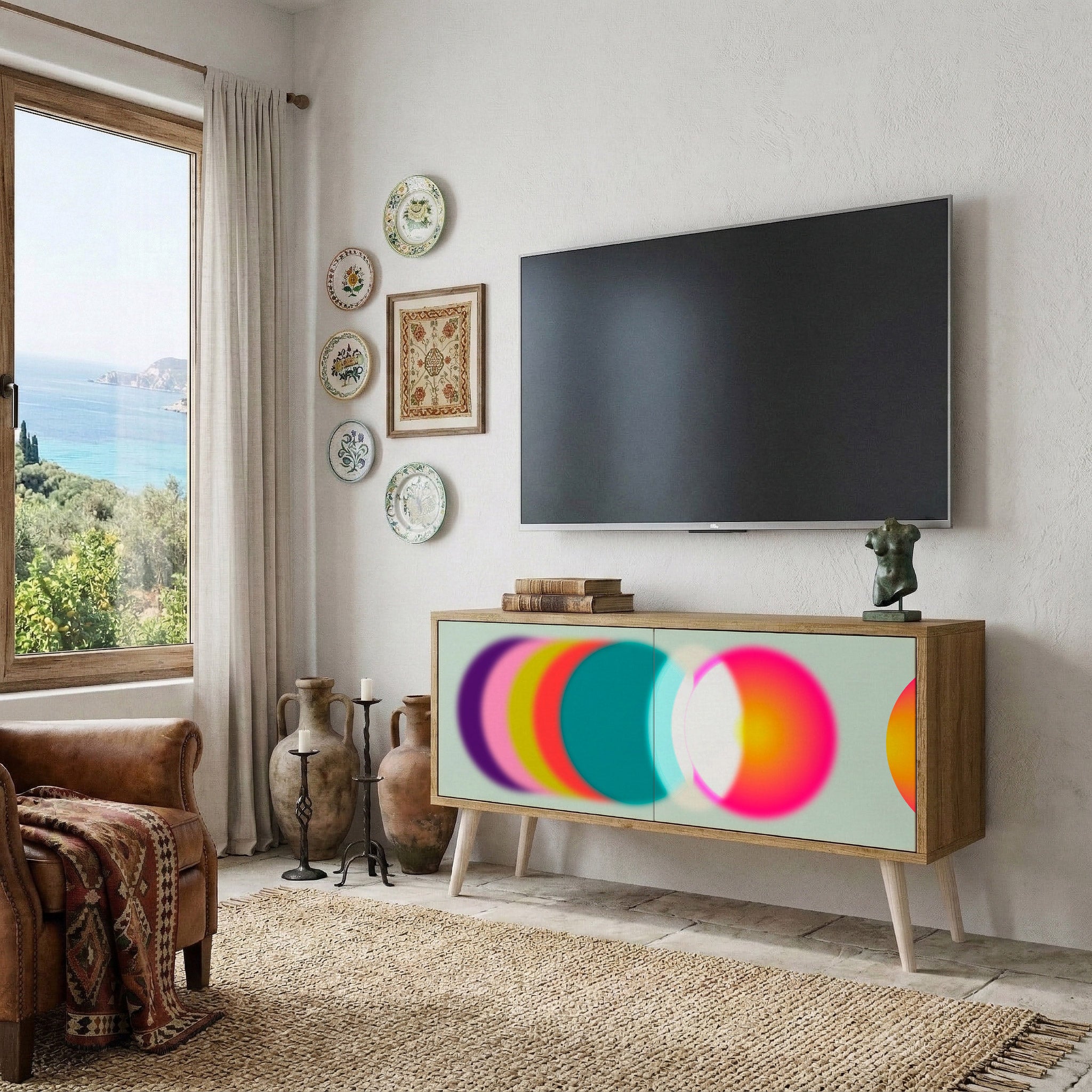 SYMPHONY OF COLORS Mueble de TV Compacto de 2 puertas