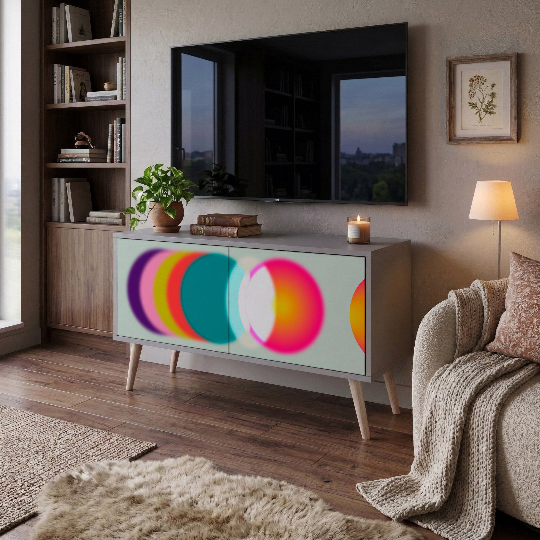 SYMPHONY OF COLORS Mueble de TV Compacto de 2 puertas