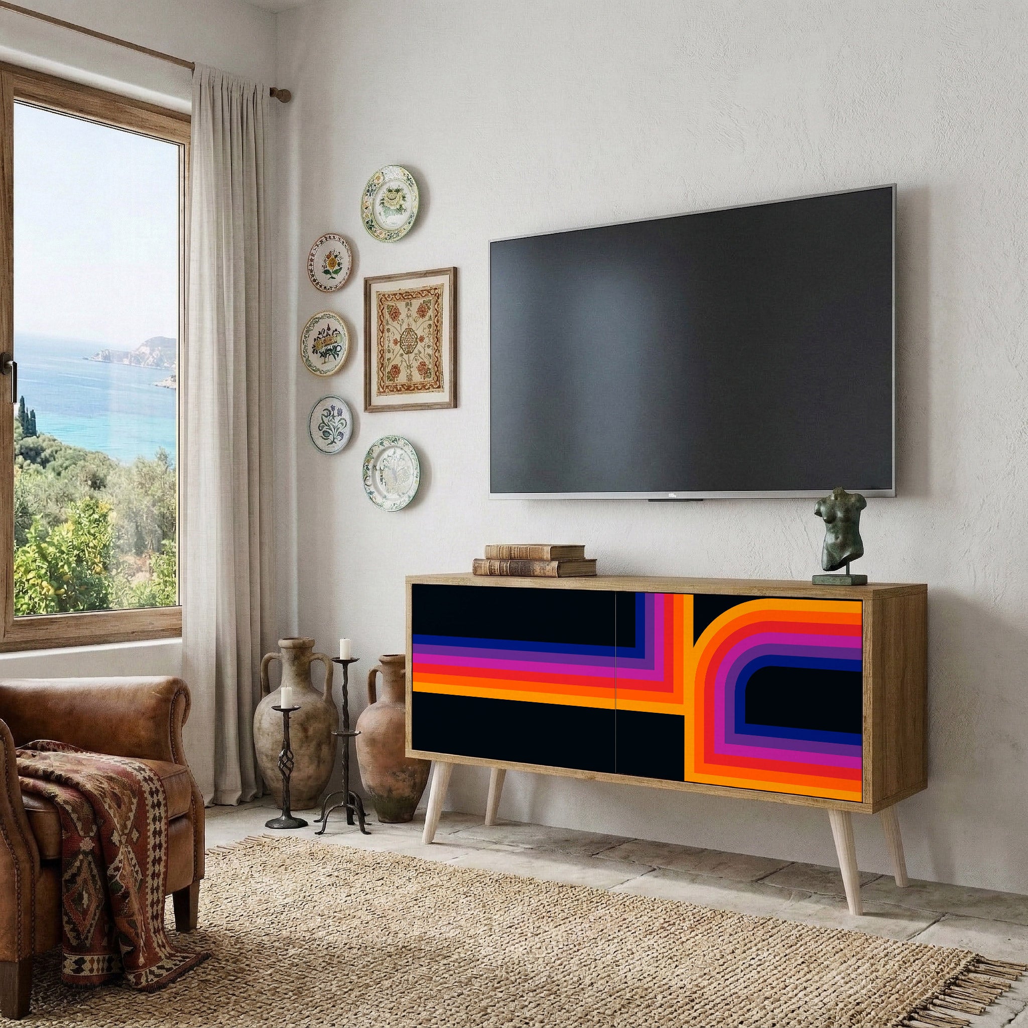 BLINDED BY THE LIGHTS Mueble de TV Compacto de 2 puertas