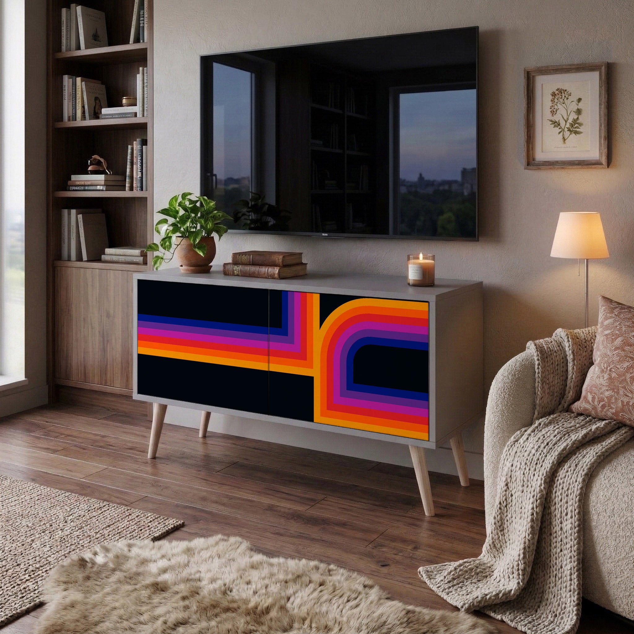 BLINDED BY THE LIGHTS Mueble de TV Compacto de 2 puertas